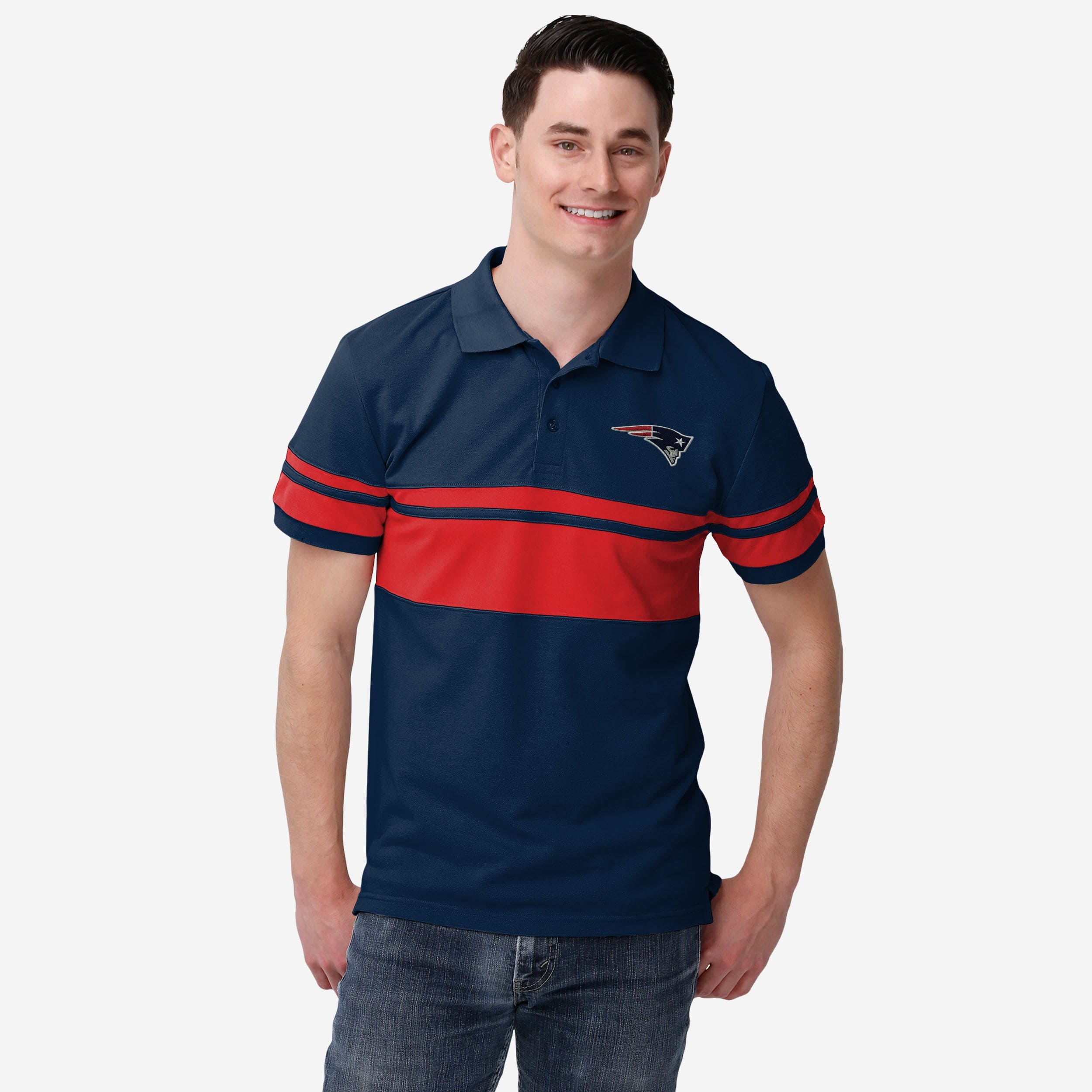 Polo à rayures en coton New England Patriots