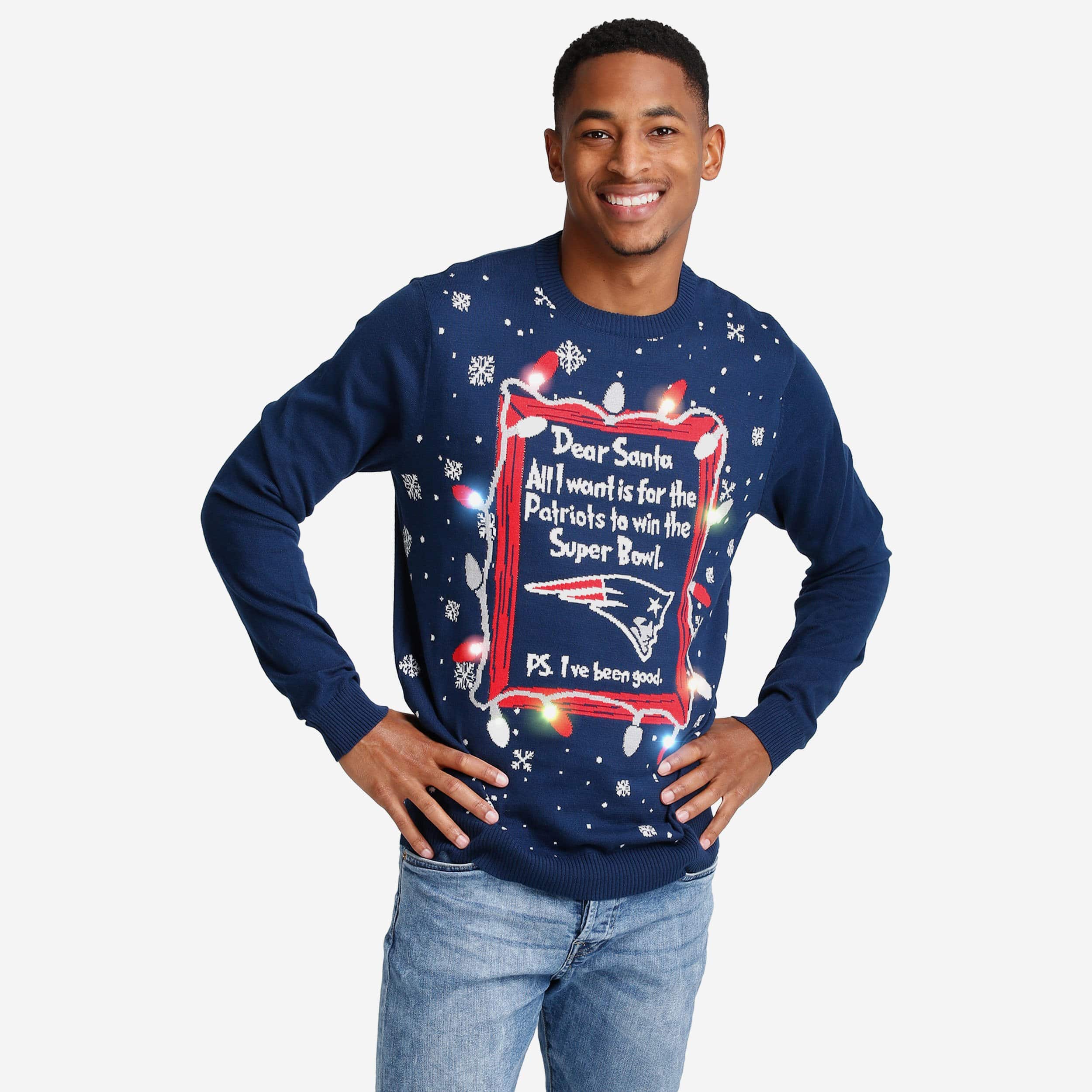 New England Patriots Pull lumineux Cher Père Noël