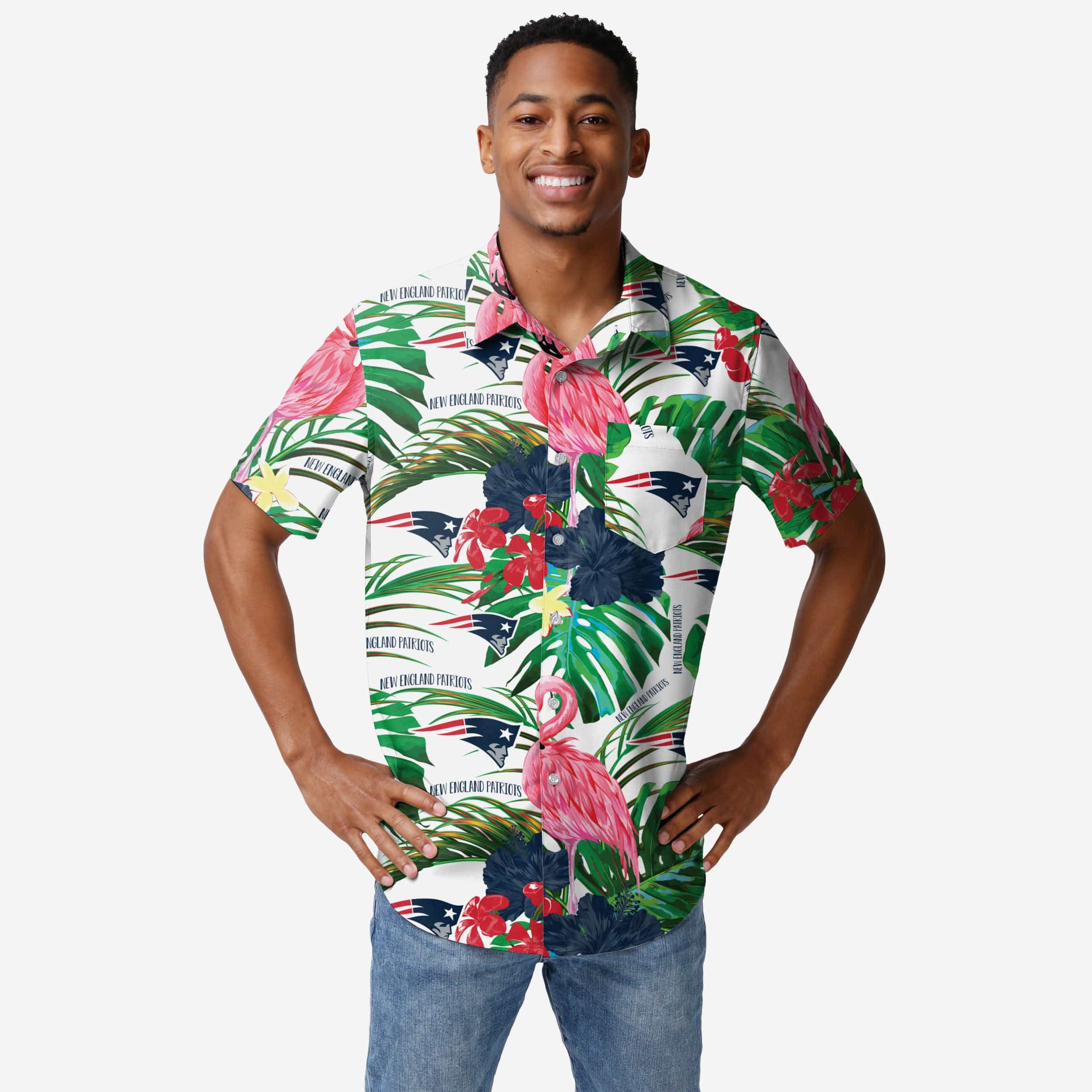 New England Patriots Chemise boutonnée flamant rose