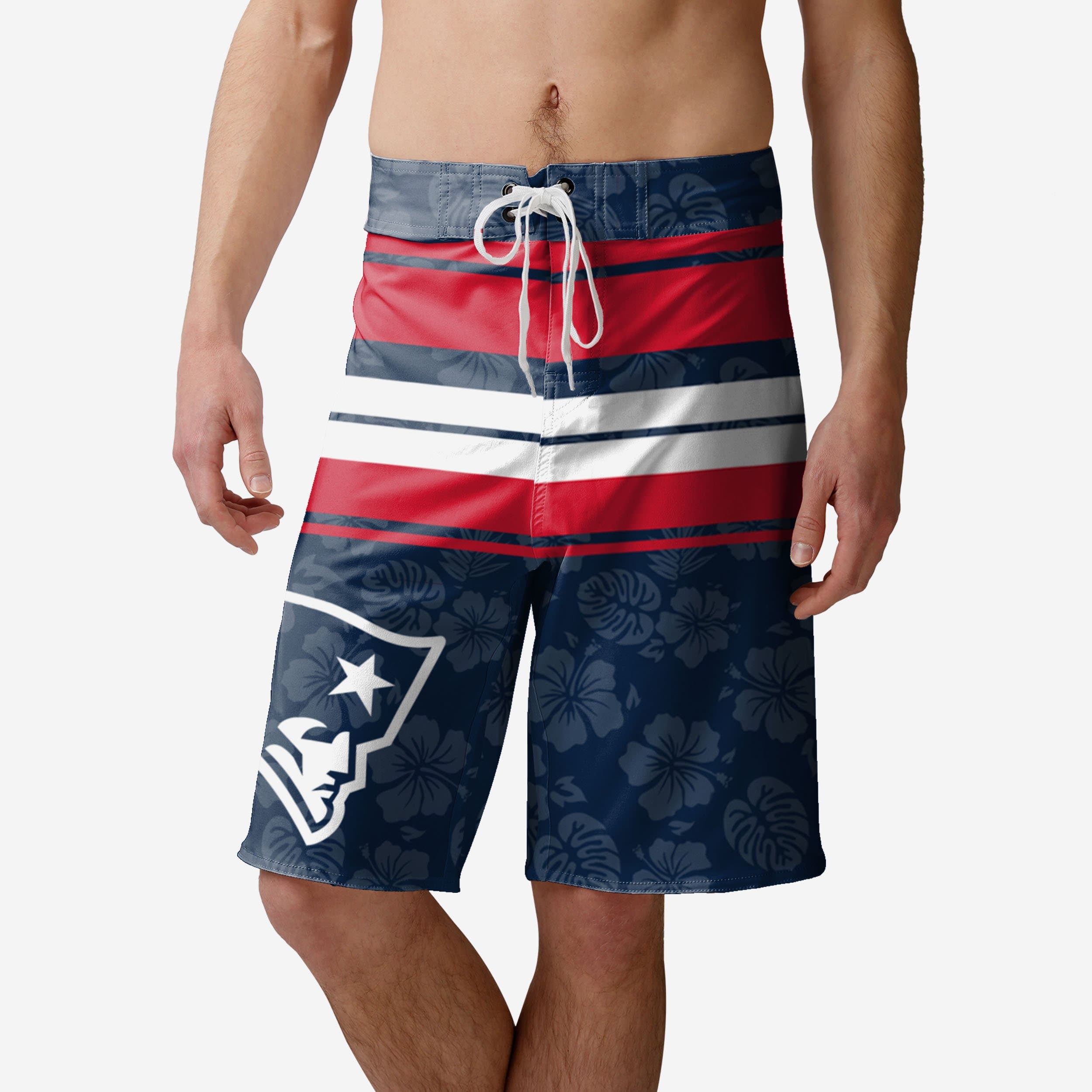 New England Patriots Short de bain à rayures Hibiscus Boardwalk