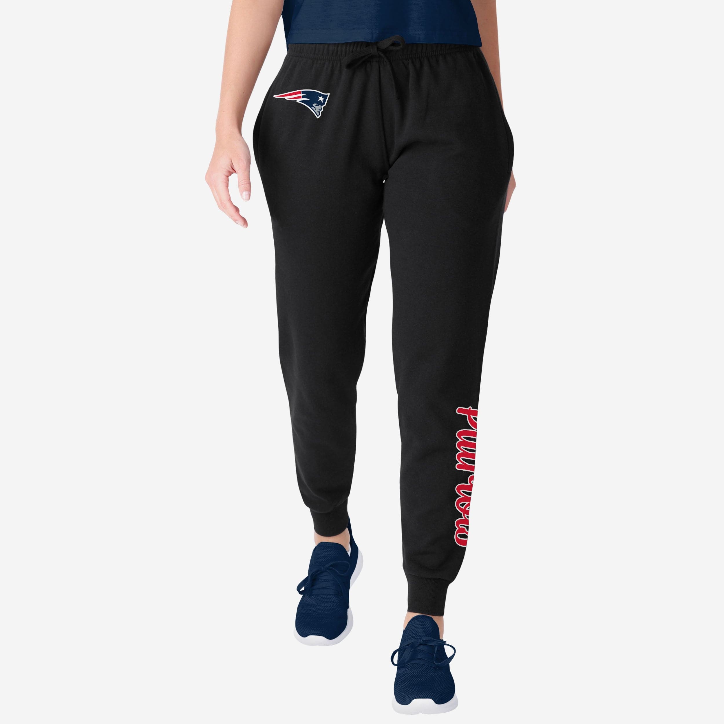 New England Patriots Pantalon de jogging noir avec mot-symbole pour femme