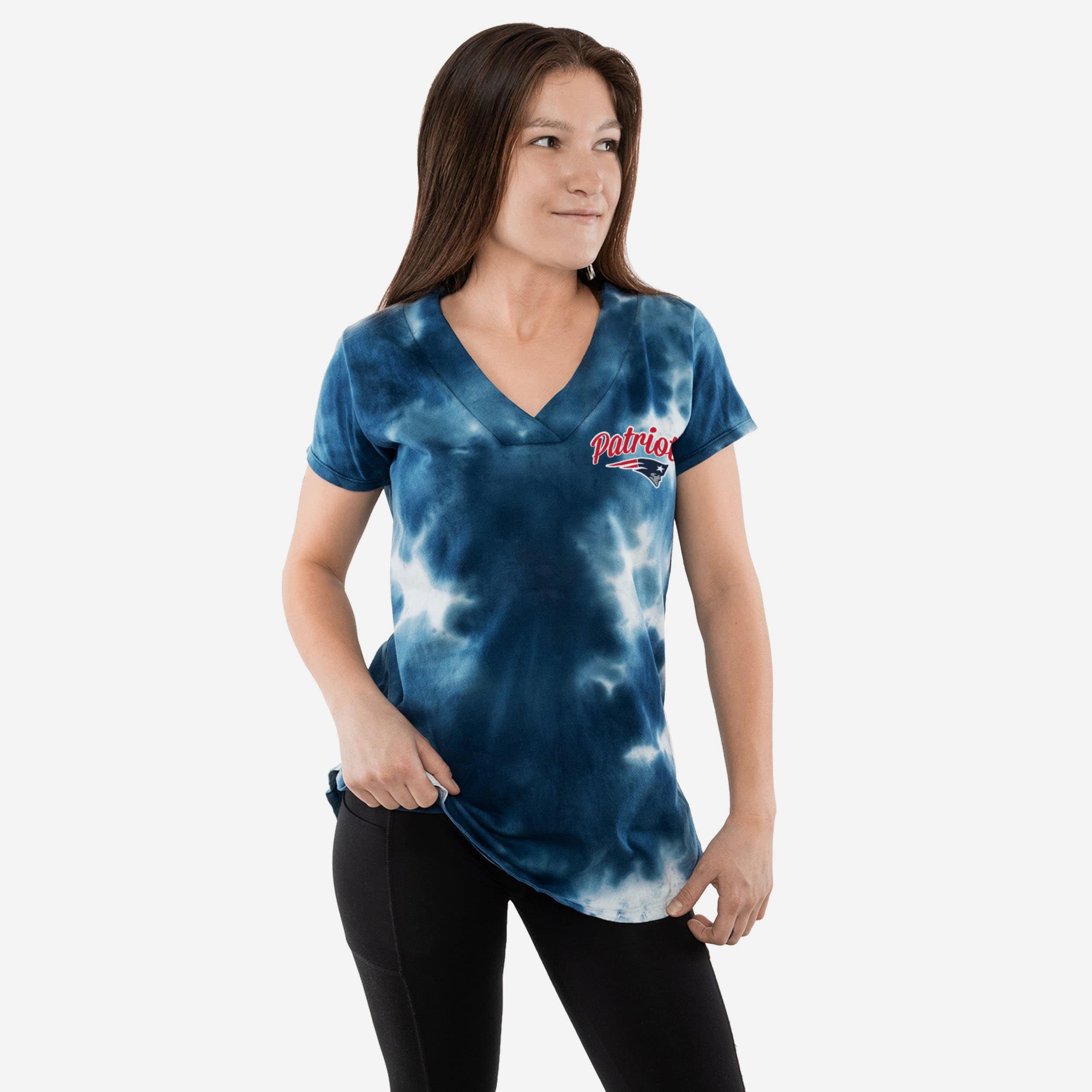 New England Patriots T-shirt surdimensionné Tie-Dye Rush pour femme