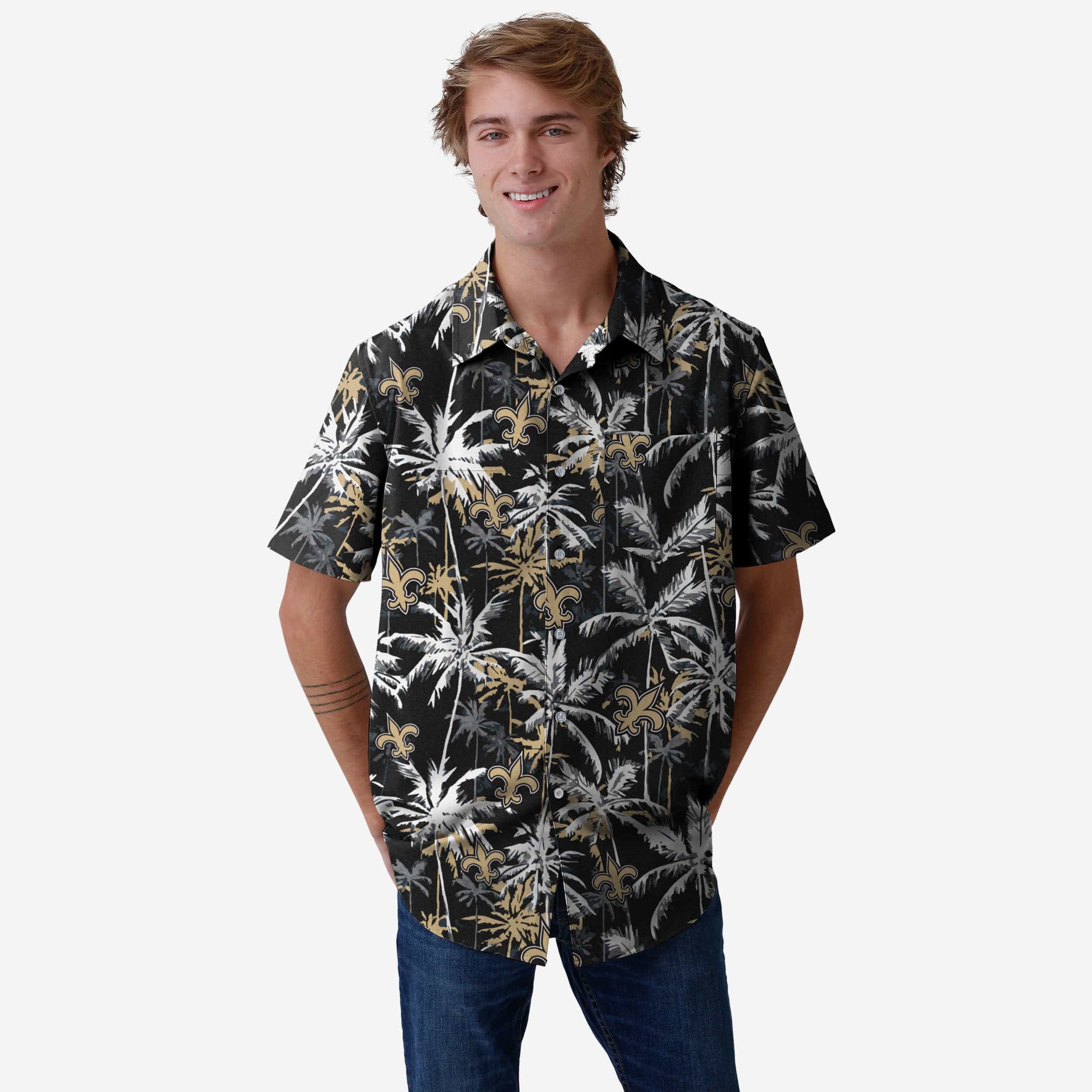 New Orleans Saints Chemise boutonnée à fleurs noire