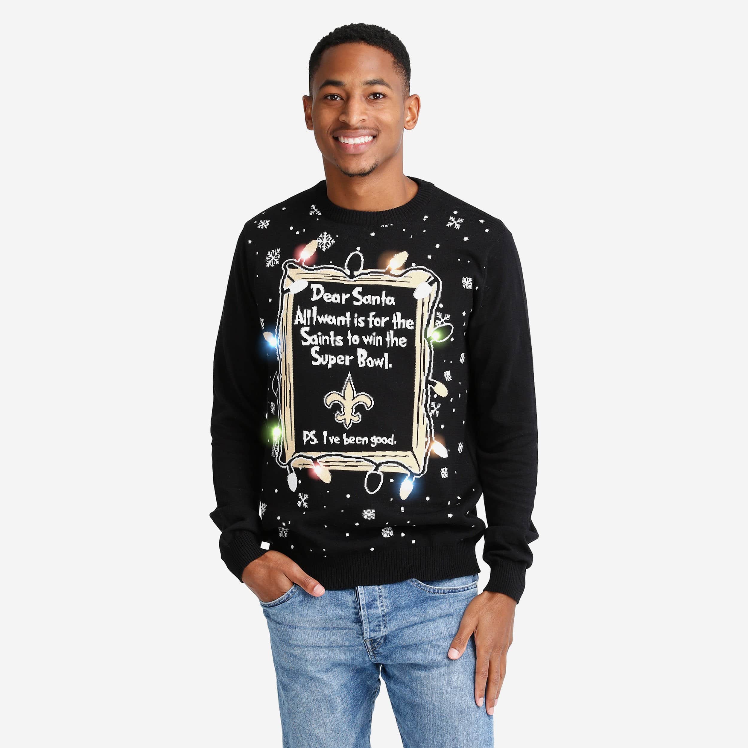 New Orleans Saints Pull lumineux Cher Père Noël