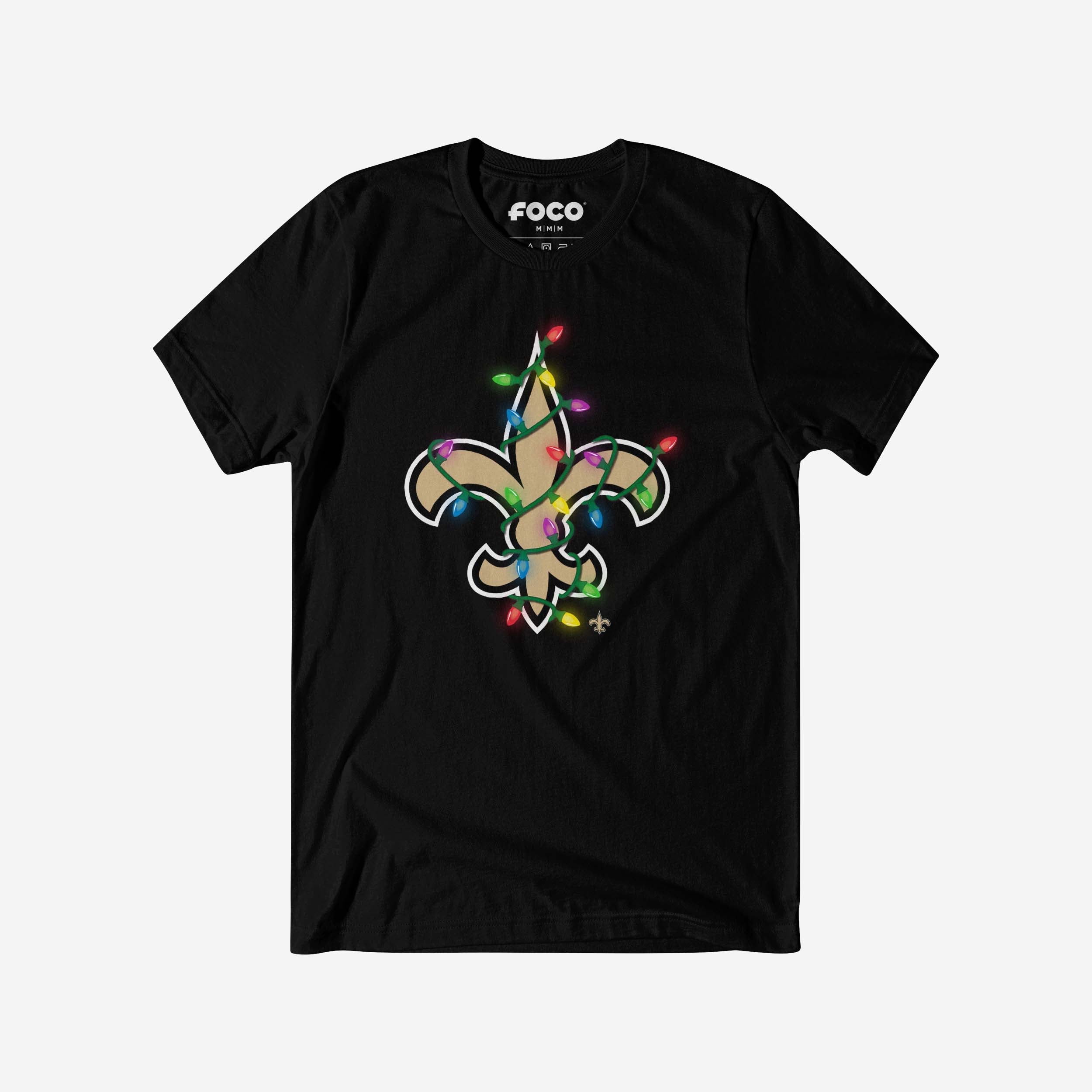 New Orleans Saints T-shirt avec logo principal Holiday Lights