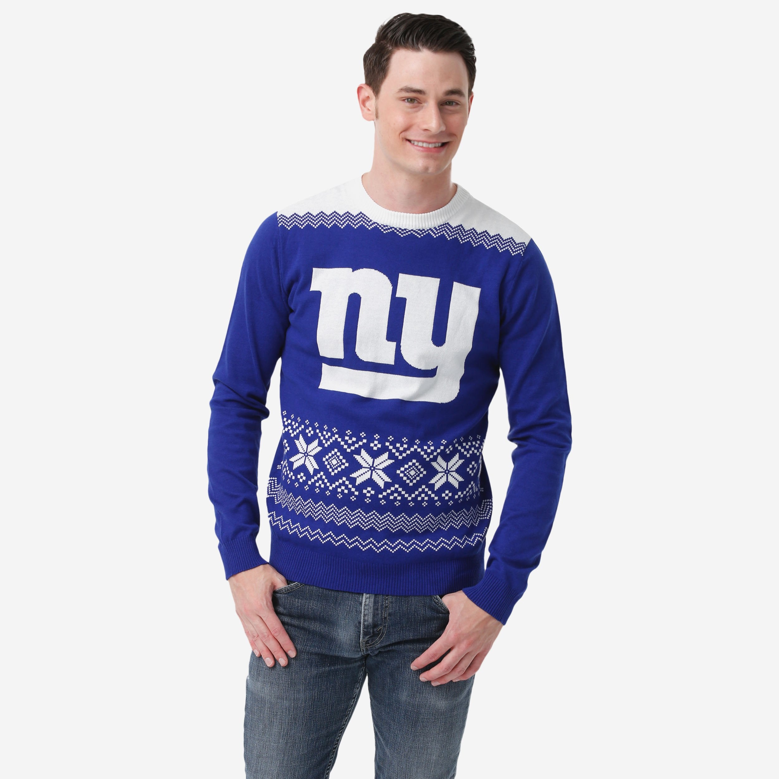 New York Giants Pull de Noël avec grand logo