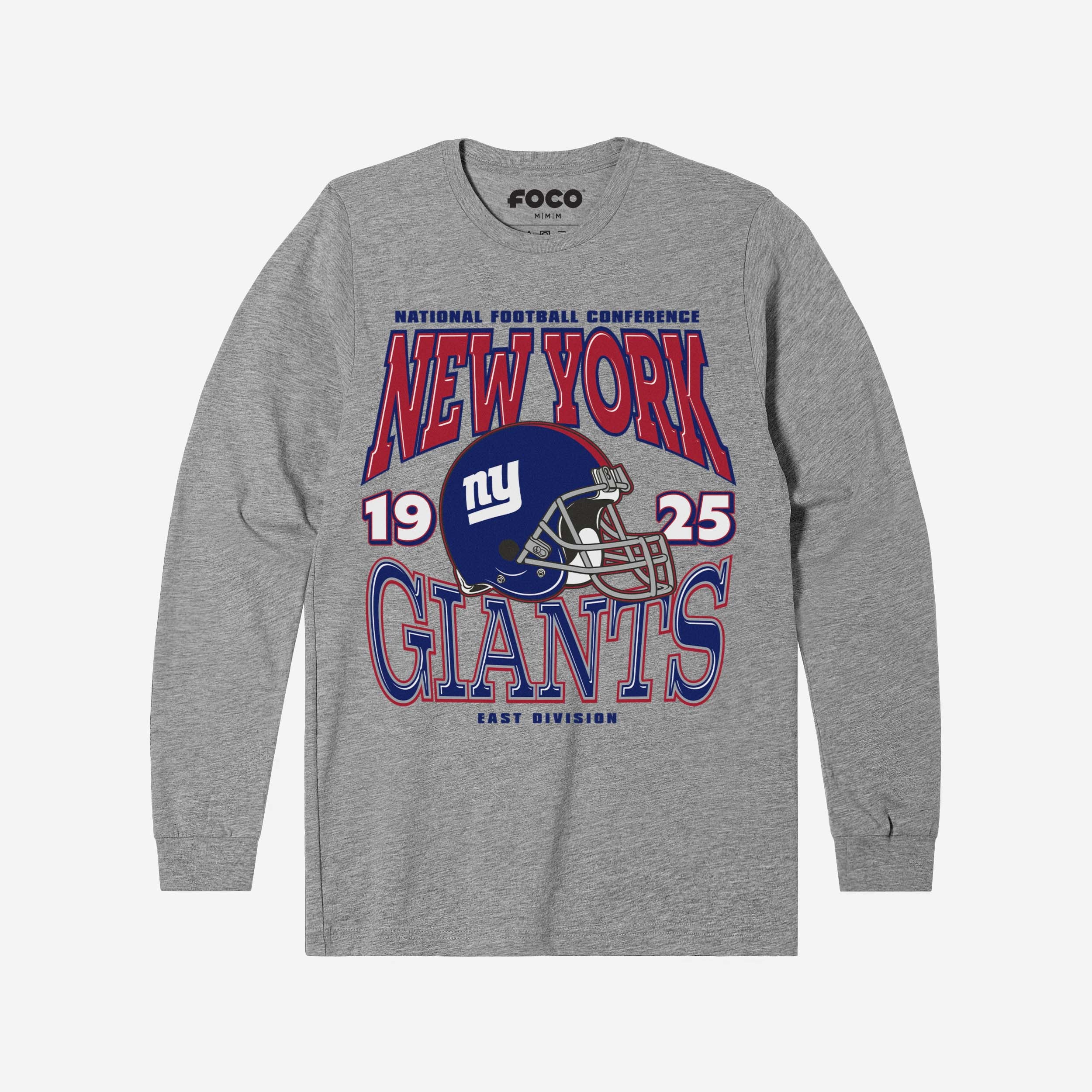 New York Giants T-shirt à manches longues avec casque d'équipe classique