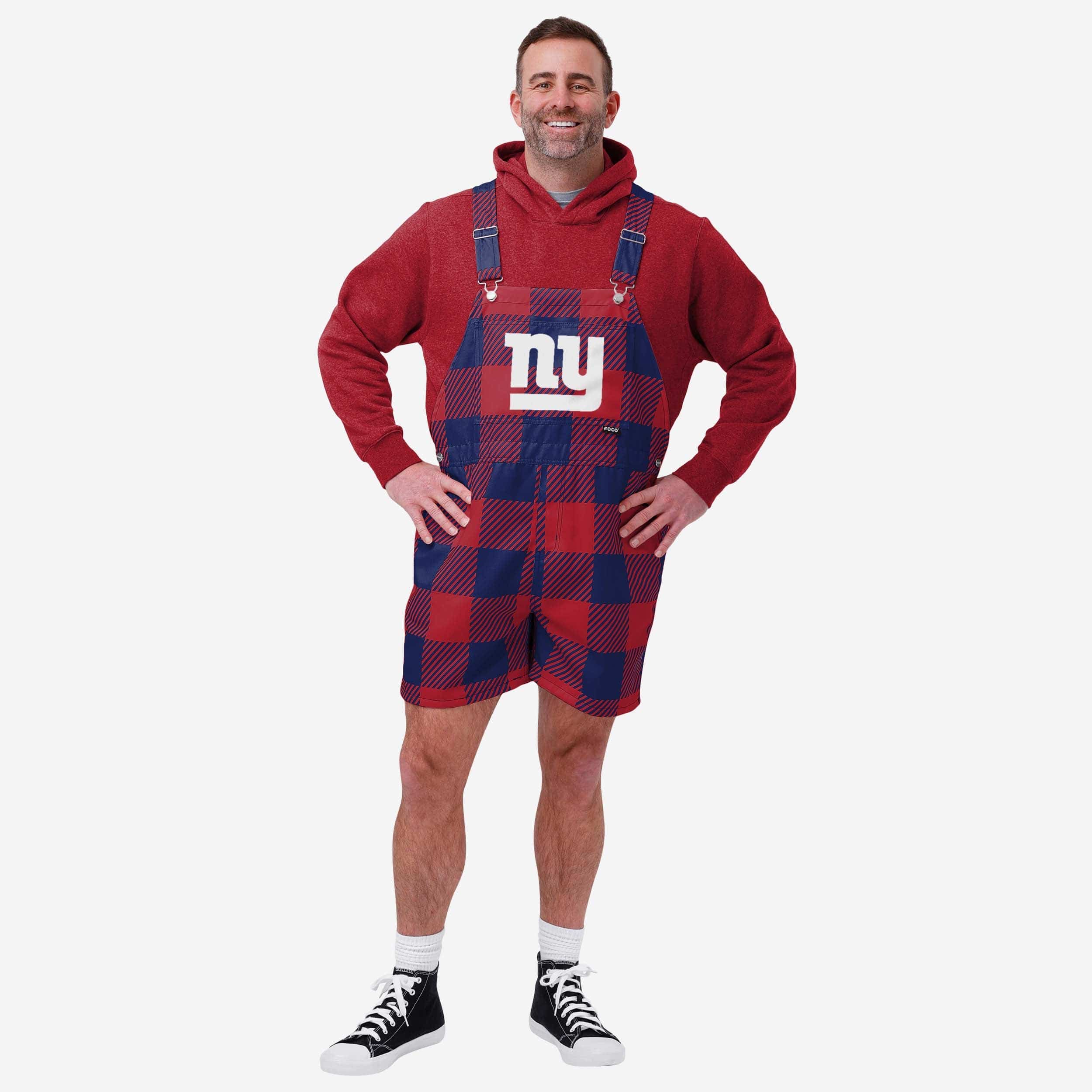 New York Giants Cuissard à bretelles à carreaux pour hommes