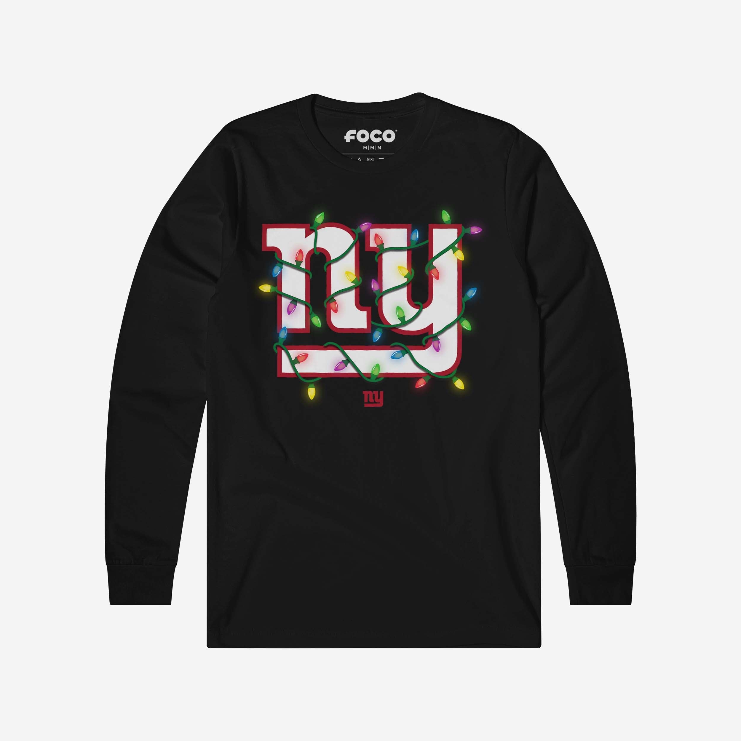 New York Giants T-shirt à manches longues avec logo principal Holiday Lights