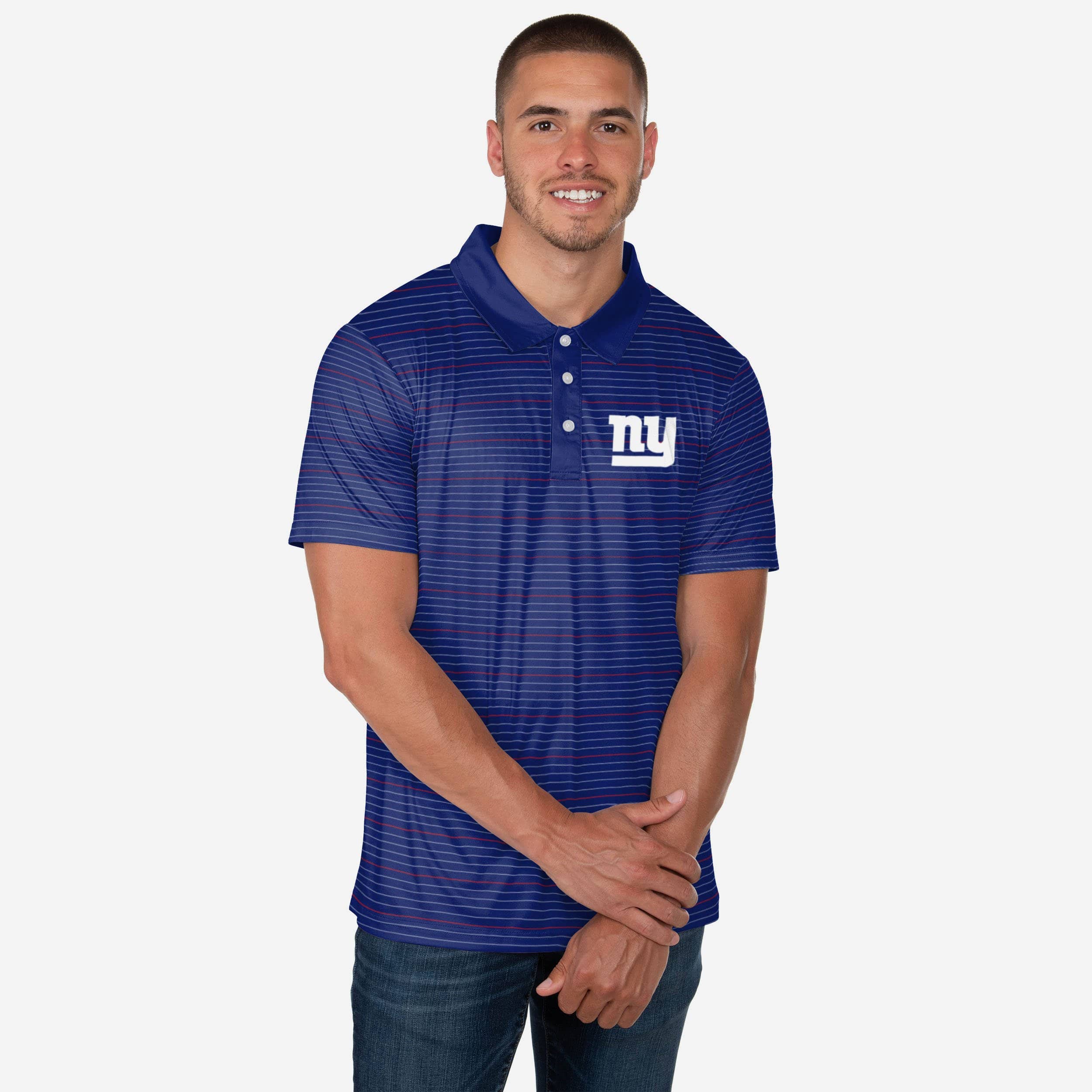 Polo rayé en polyester New York Giants