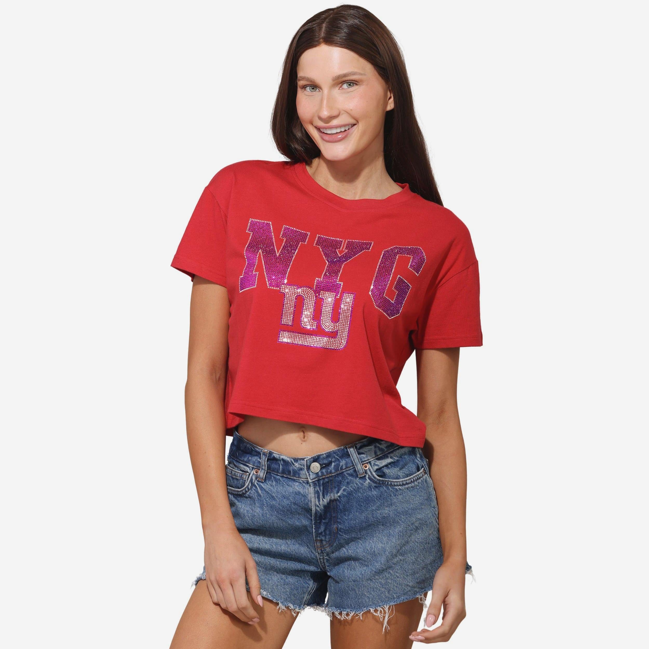 New York Giants Haut court avec logo strass pour femme