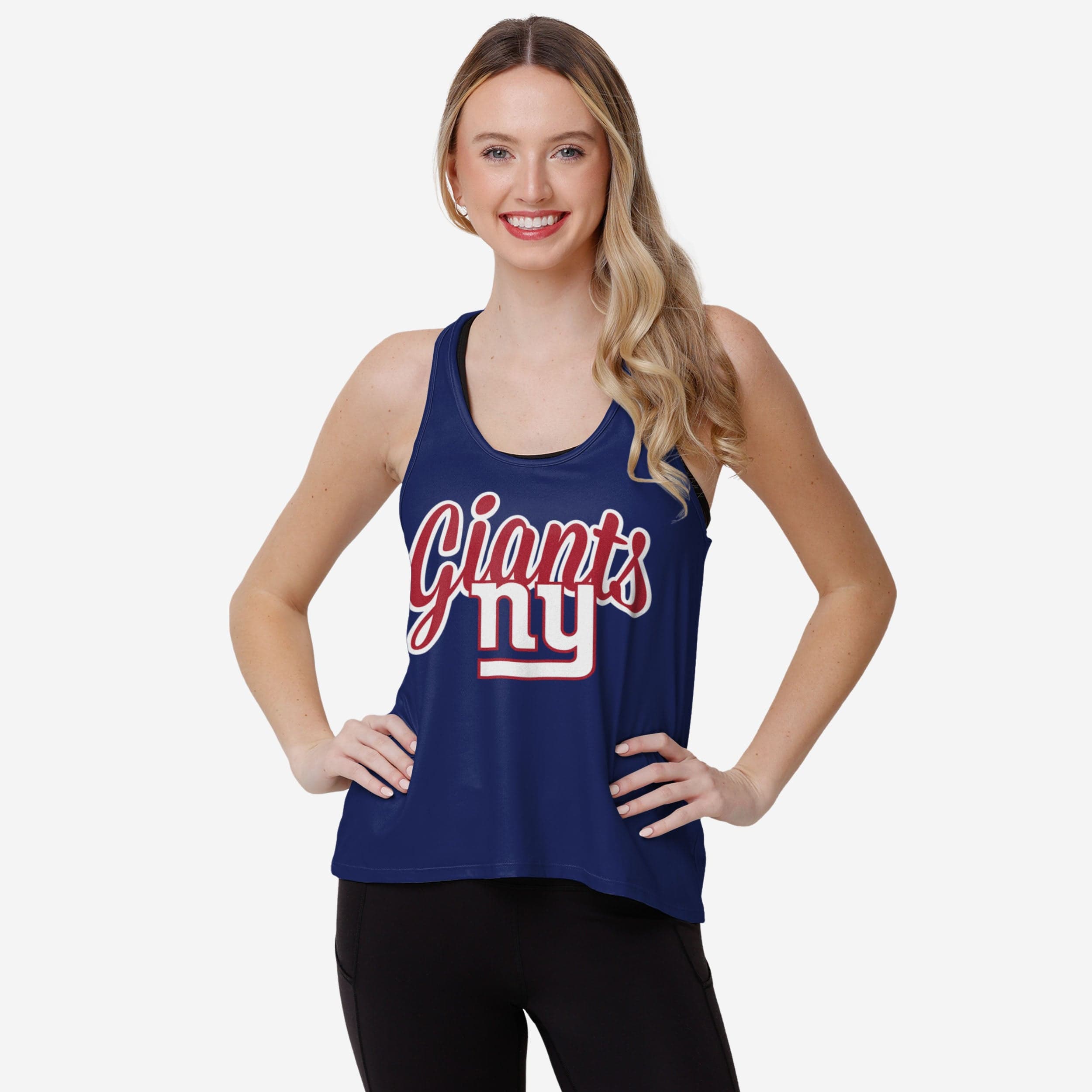 New York Giants Haut sans manches à rayures Wordmark Team pour femmes