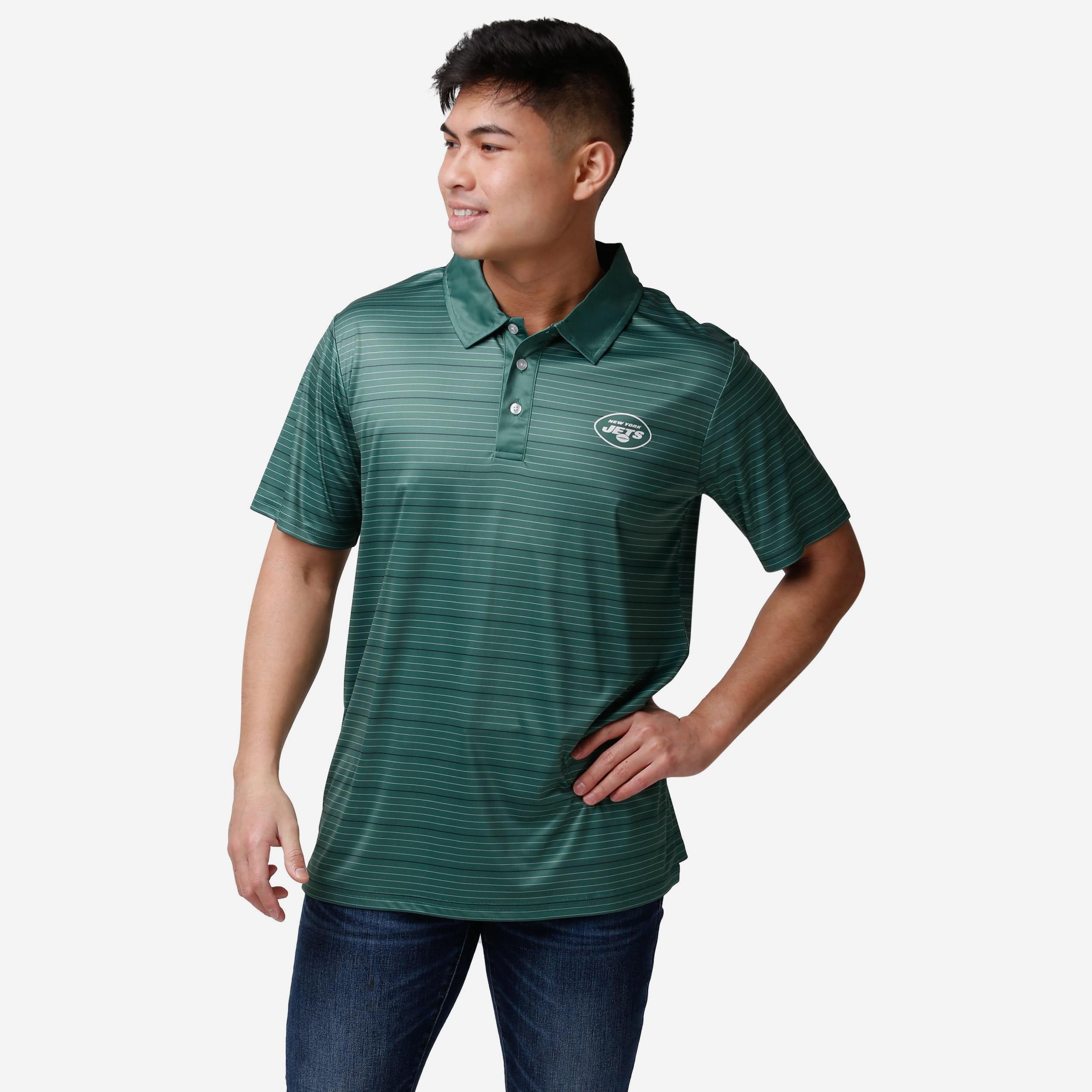 Polo rayé en polyester New York Jets