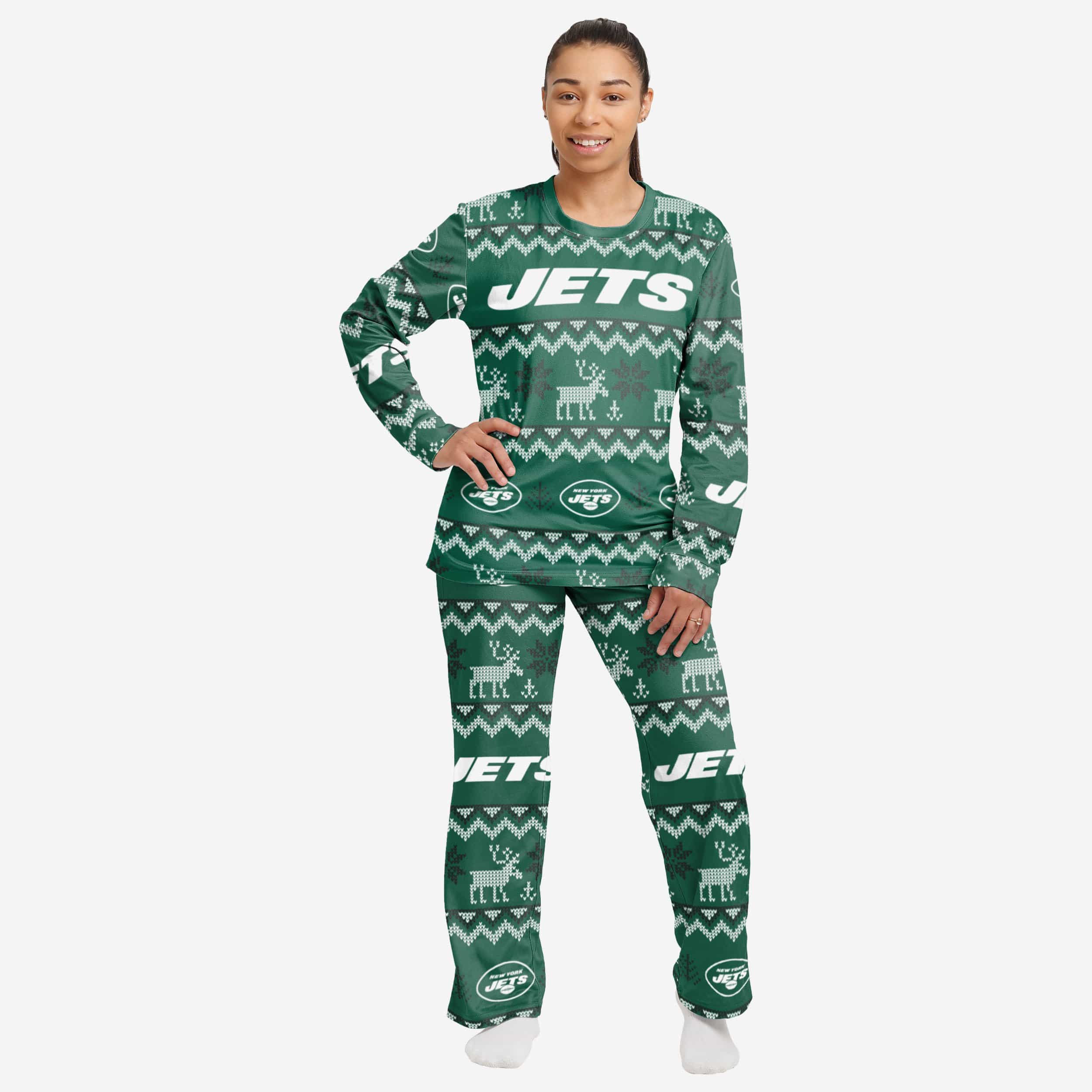 New York Jets Pyjama de vacances en famille à motif laid pour femme
