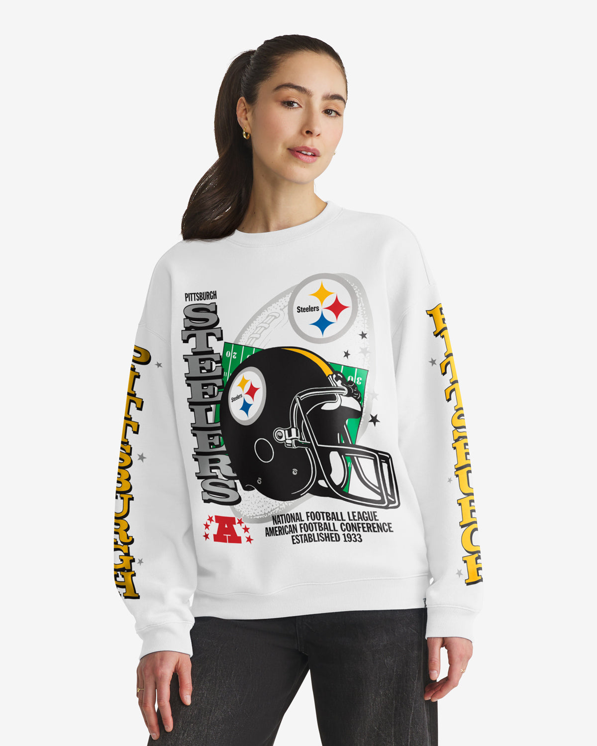 Pittsburgh Steelers ÉQUIPAGE SURDIMENSIONNÉ HISTORIQUE THUNDEROUS '47 POUR FEMMES