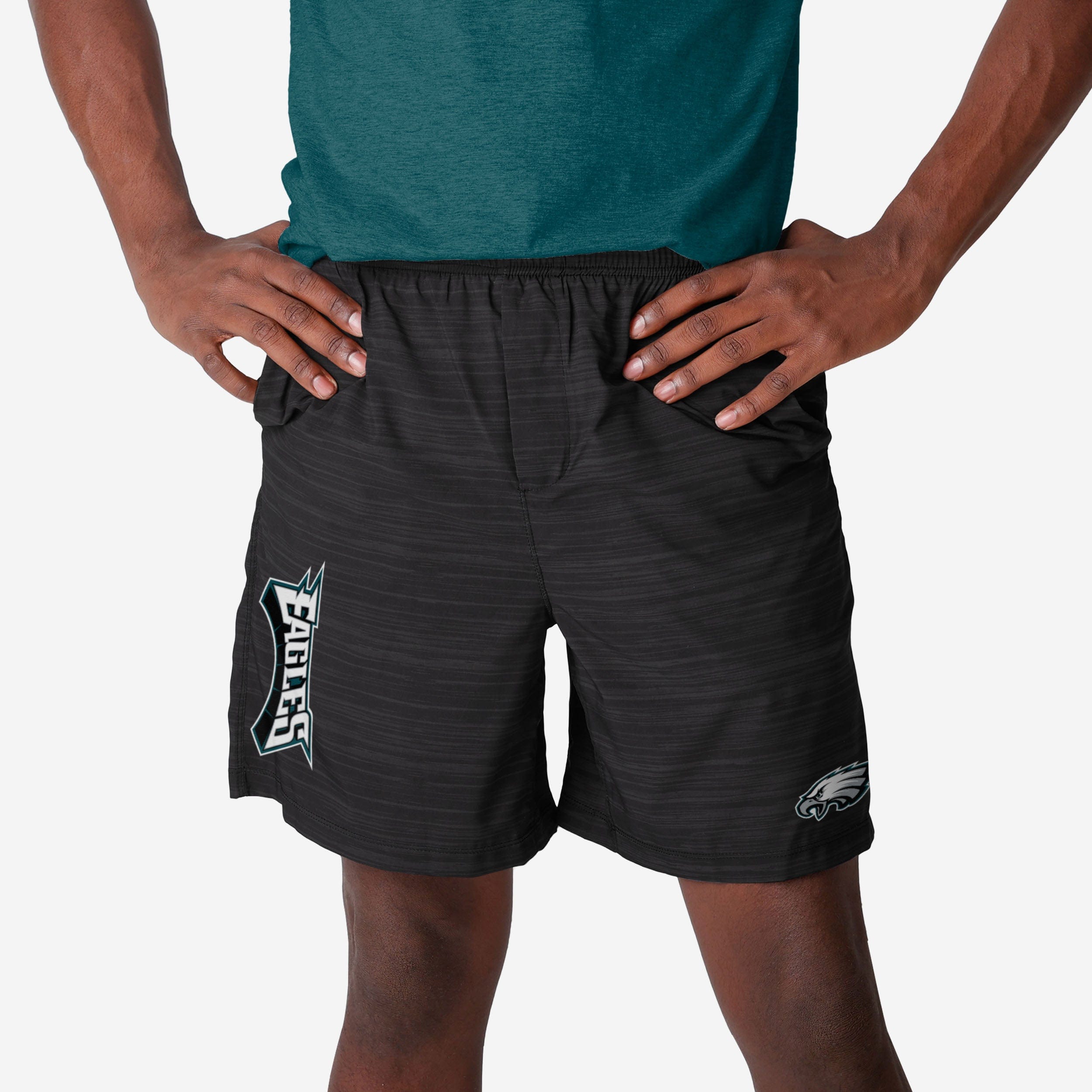 Philadelphia Eagles Short doublé tissé noir chiné