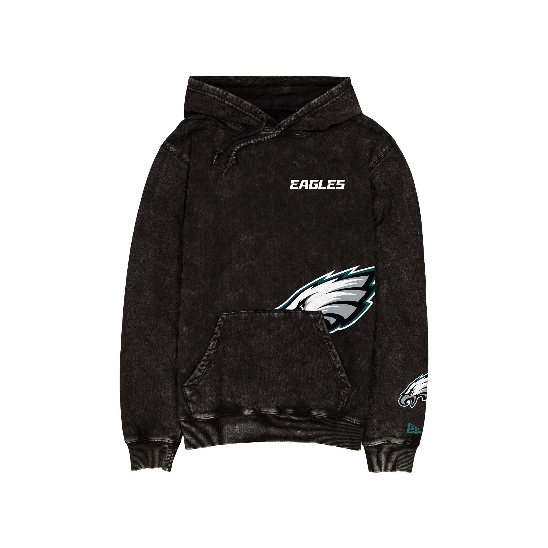 Sweat à capuche noir délavé avec logo Philadelphia Eagles