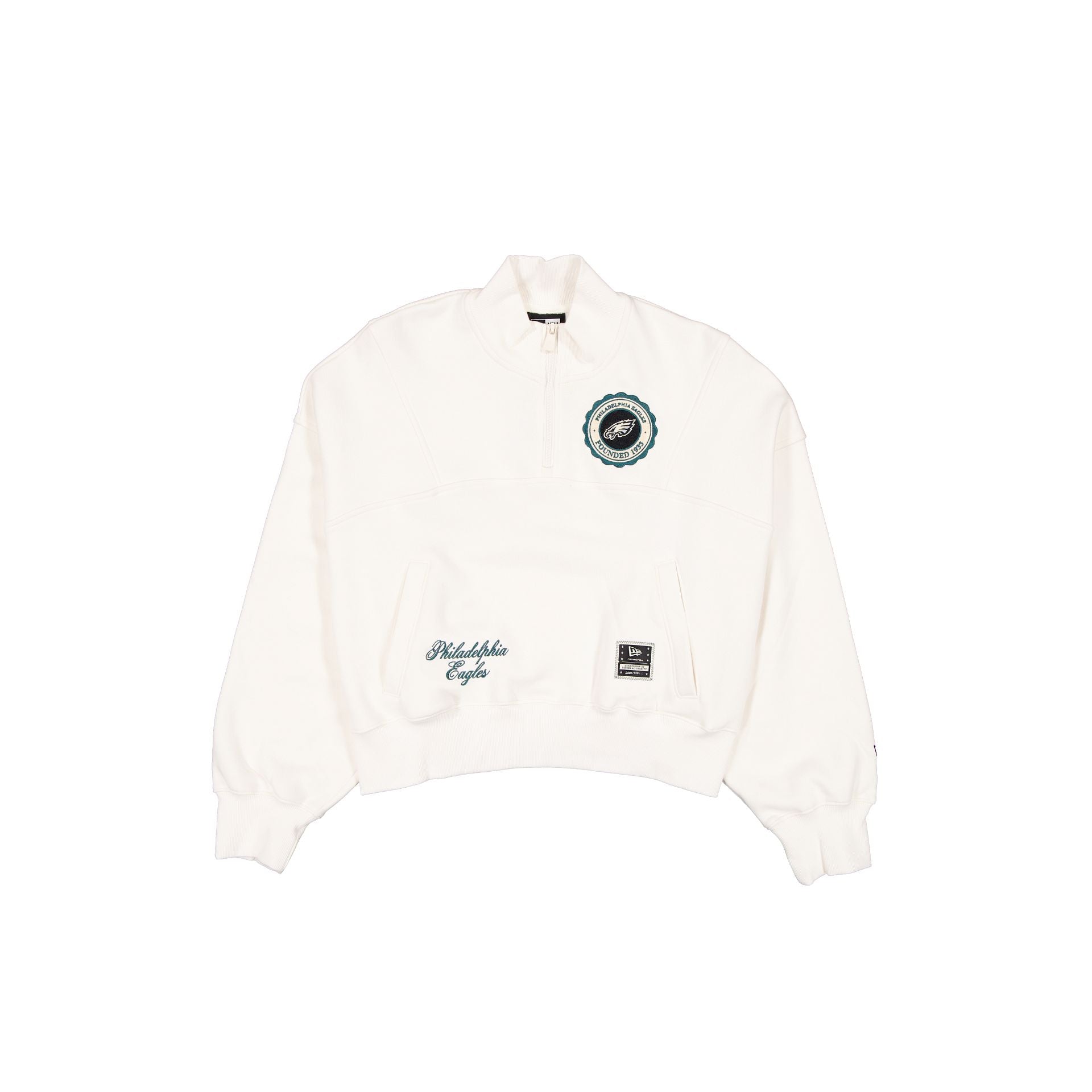 Philadelphia Eagles Pull zippé quart de tour blanc chromé pour femme