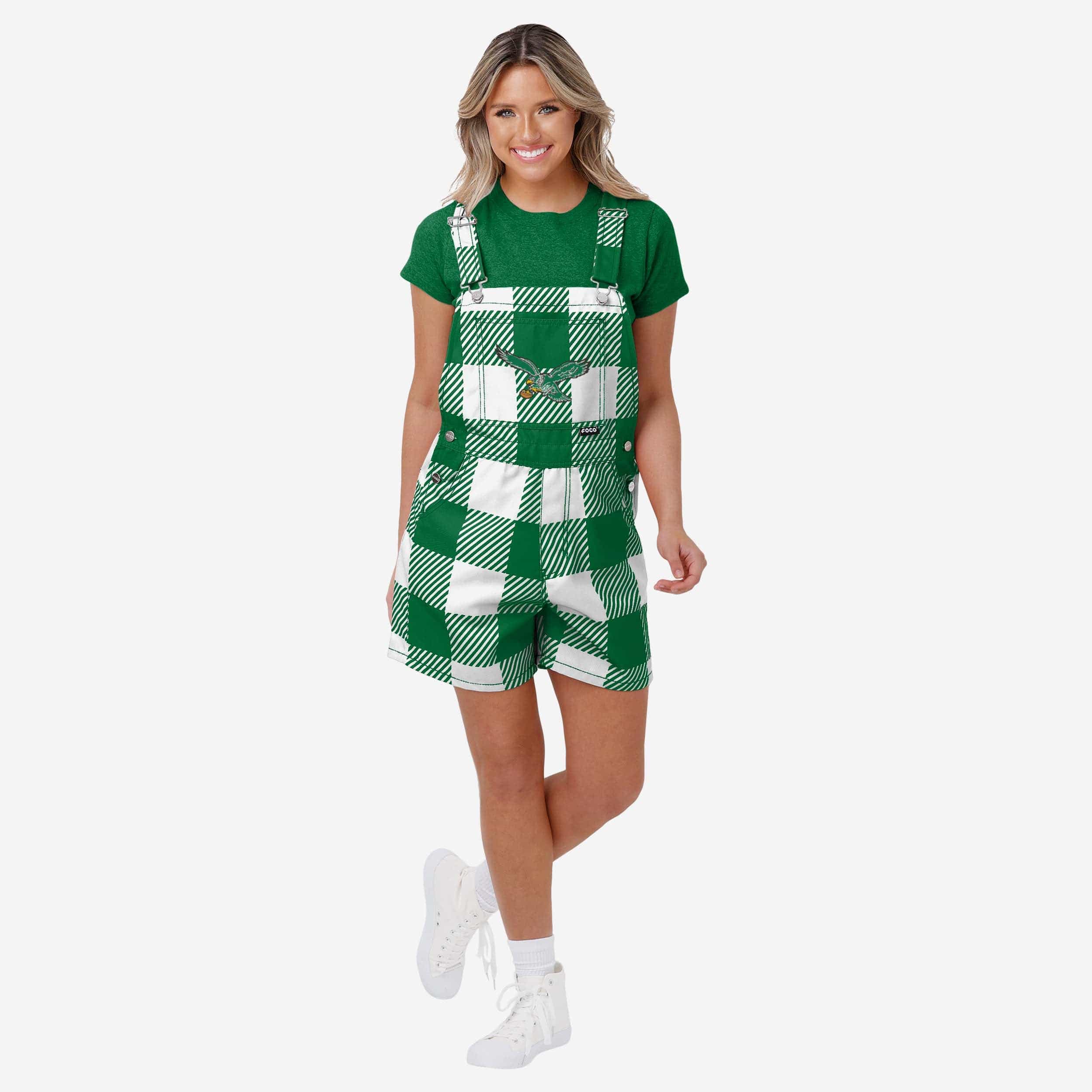Philadelphia Eagles Short à bretelles à carreaux vert Kelly pour femme