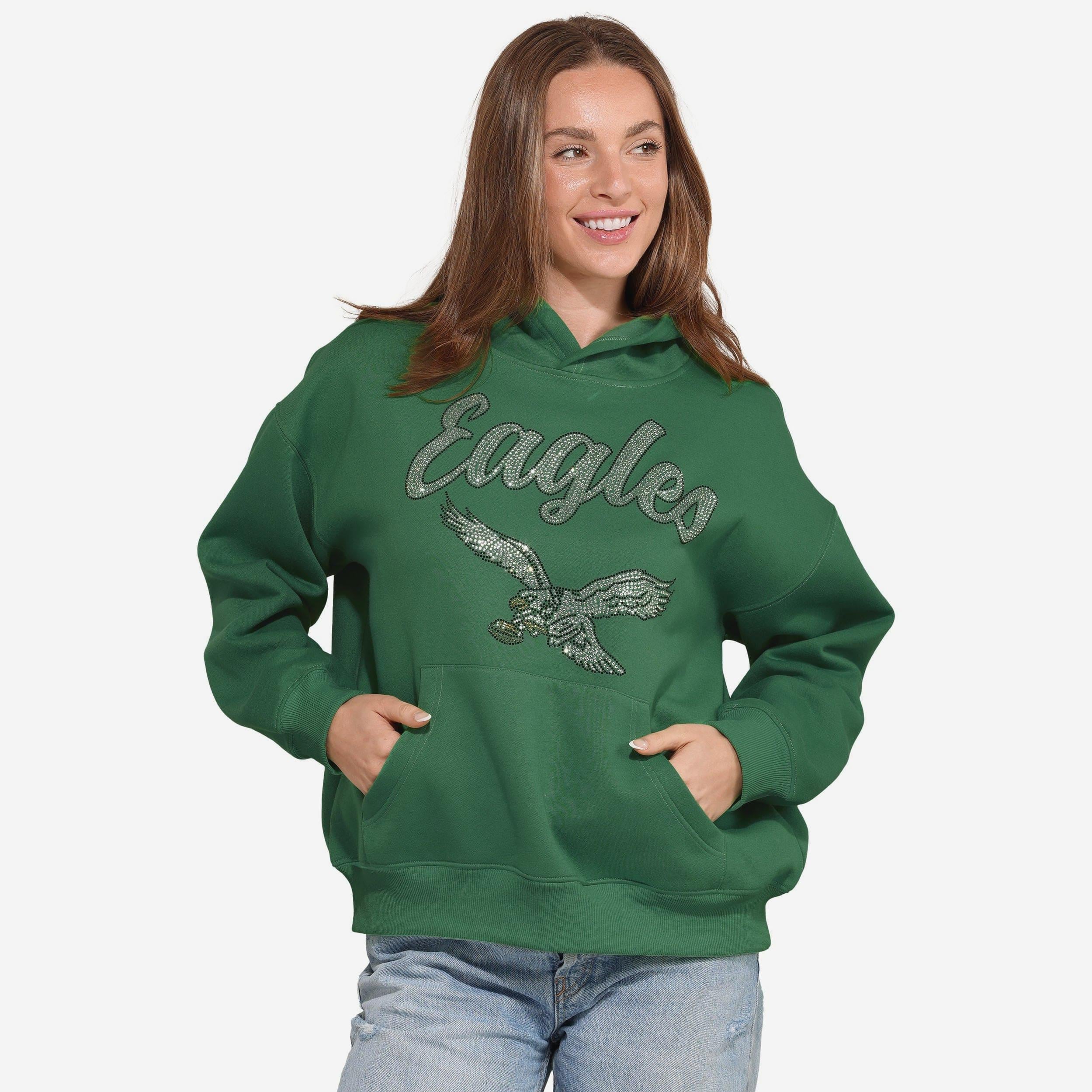 Philadelphia Eagles Sweat à capuche oversize avec logo en strass vert Kelly pour femme
