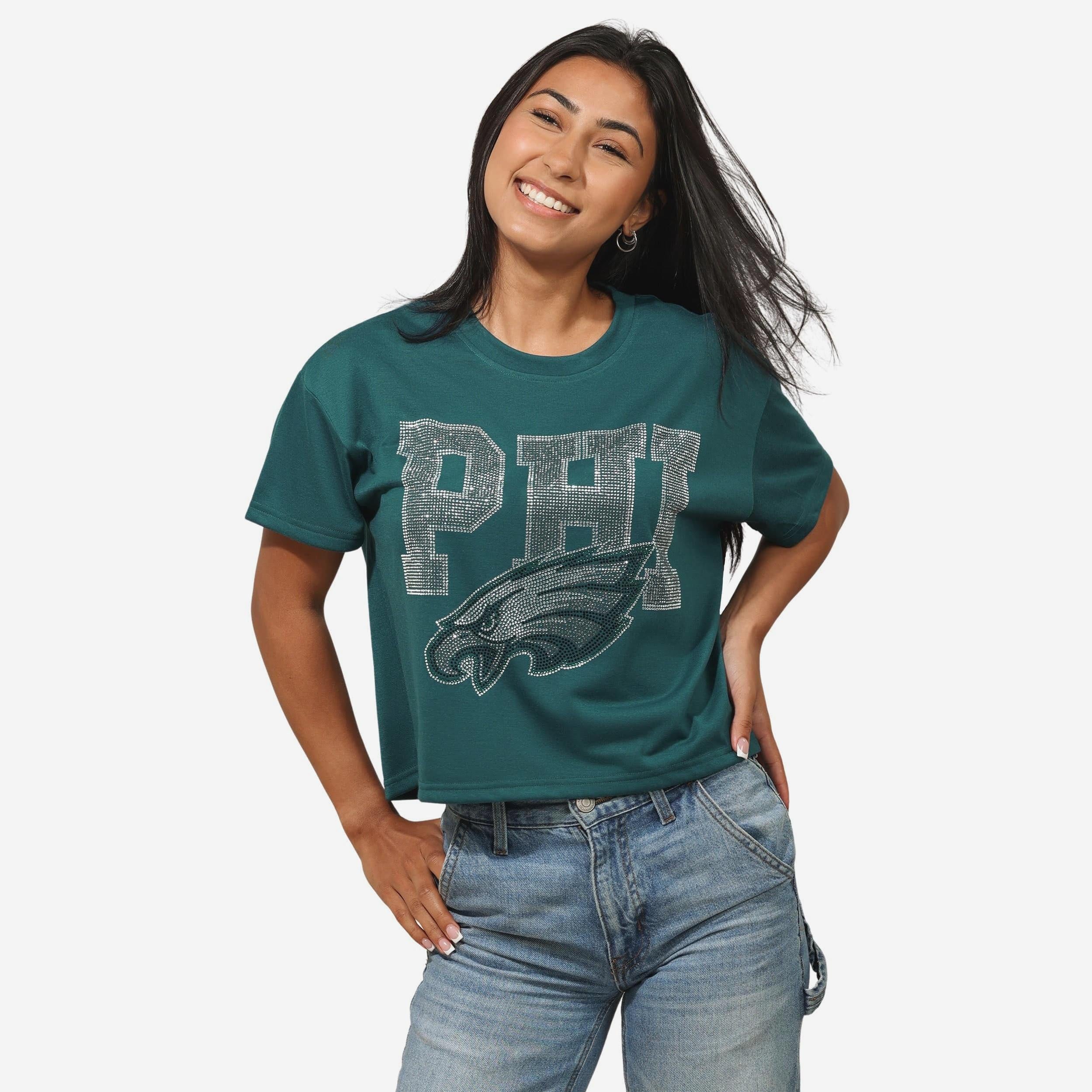 Philadelphia Eagles Haut court avec logo strass pour femme