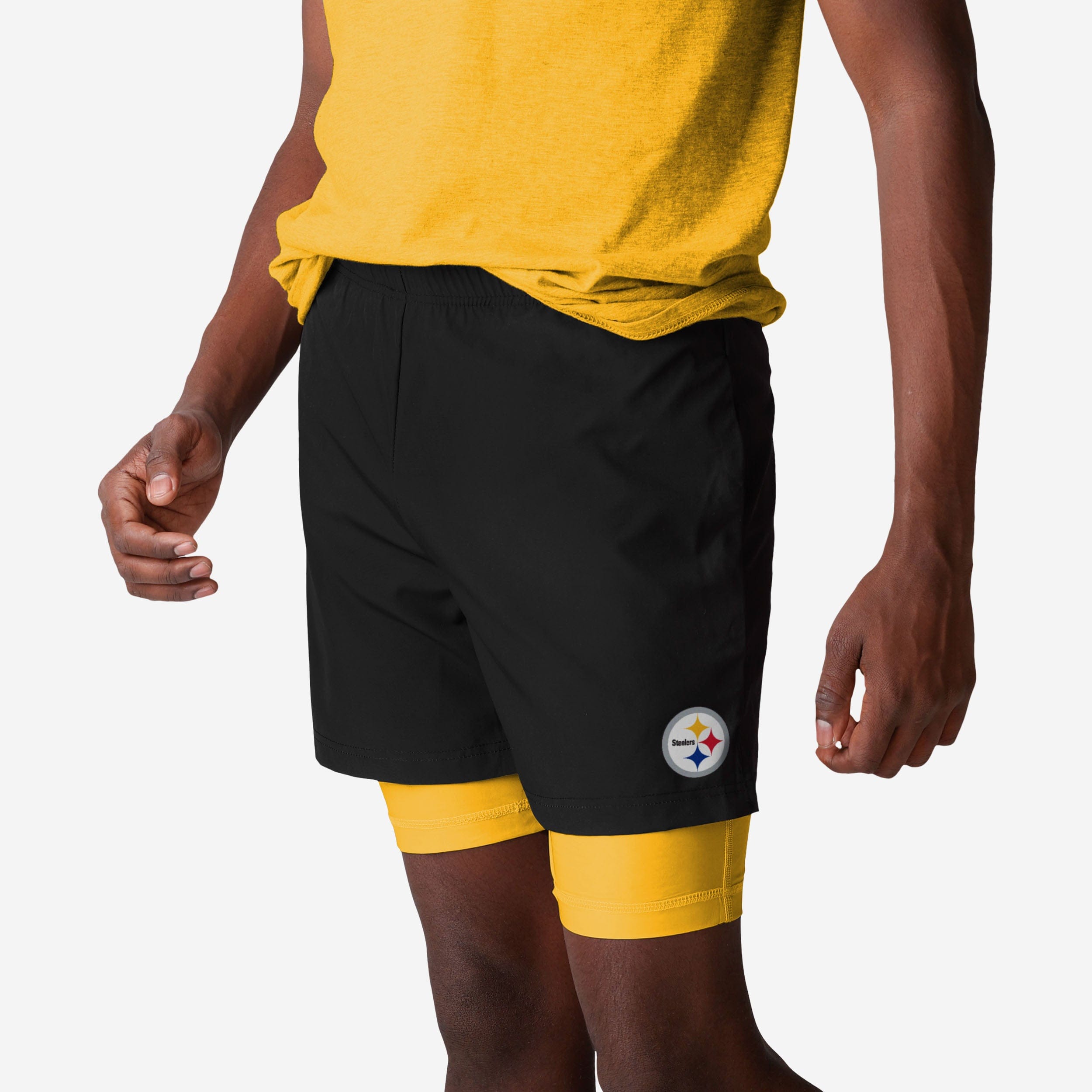 Pittsburgh Steelers Short noir à doublure couleur équipe