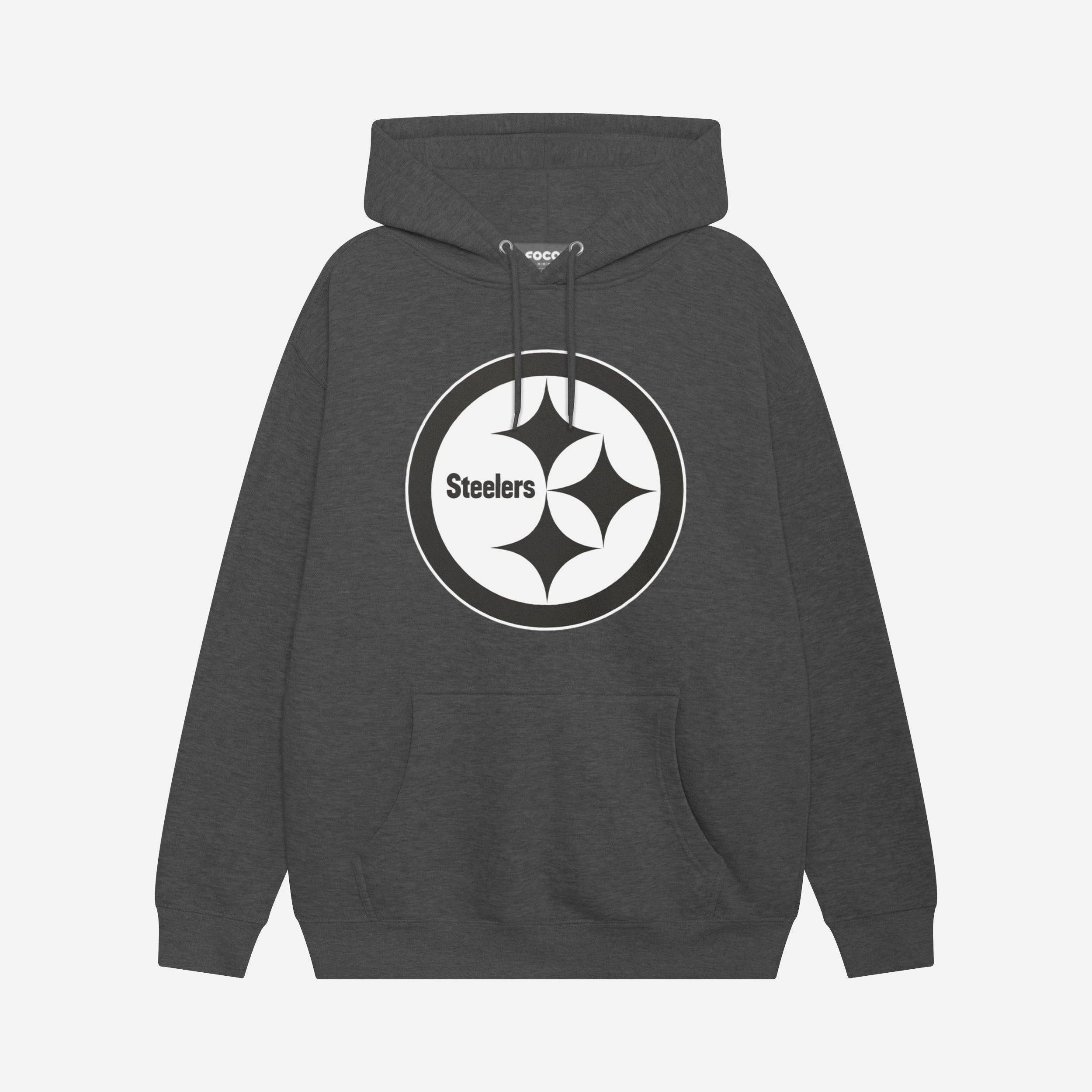Pittsburgh Steelers Sweat à capuche avec logo principal noir et blanc
