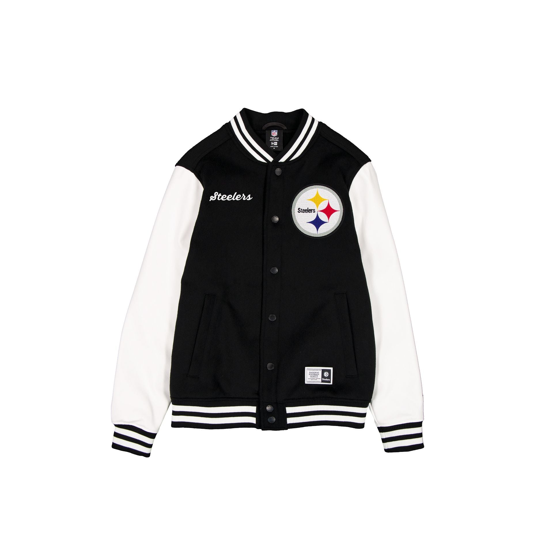 Pittsburgh Steelers Veste universitaire noire et blanche