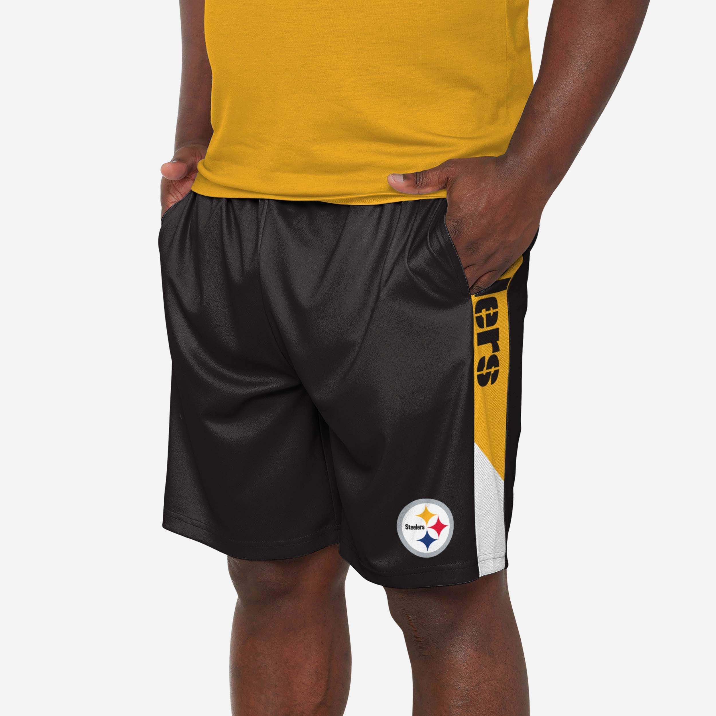 Short d'entraînement à rayures latérales Pittsburgh Steelers