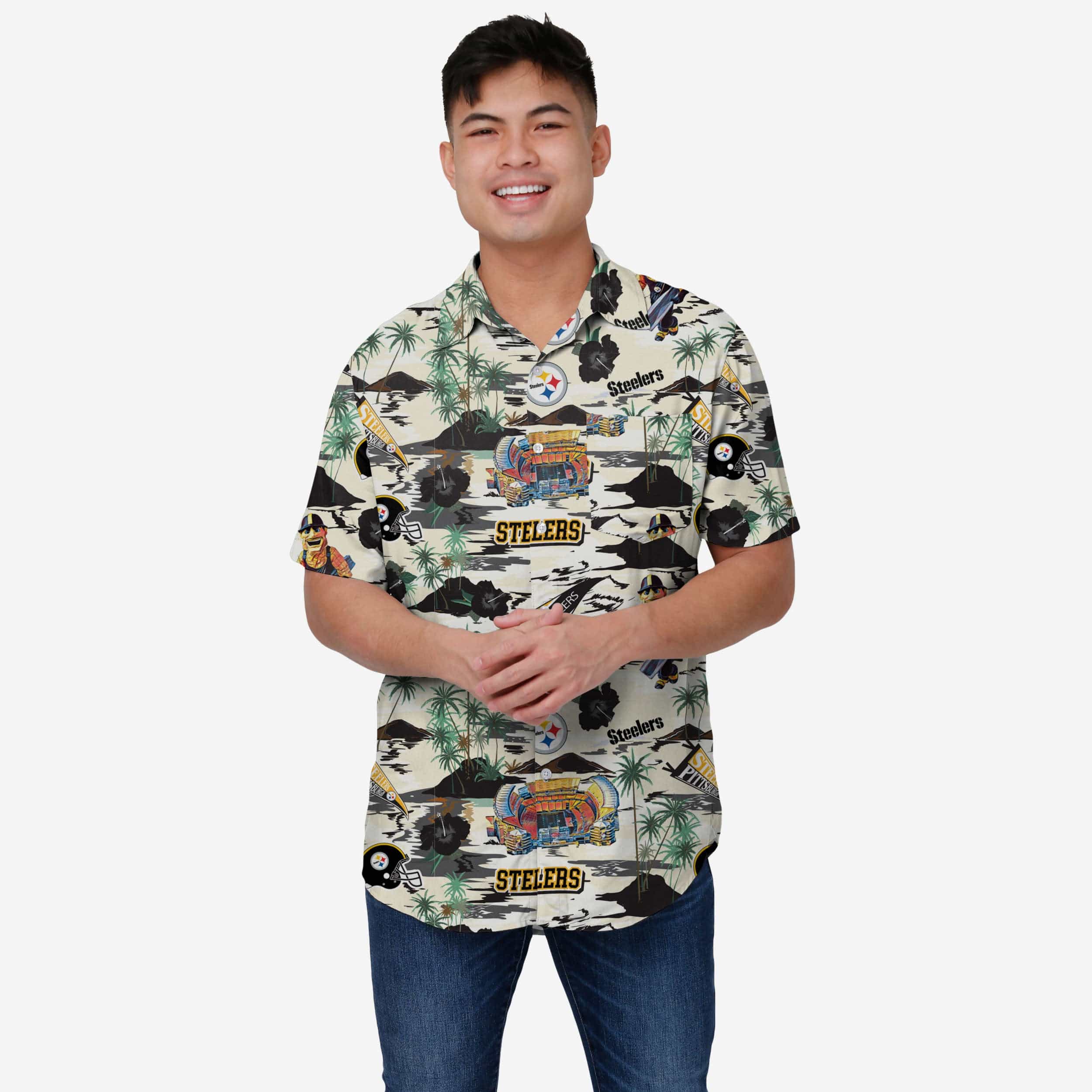 Pittsburgh Steelers Chemise boutonnée à imprimé stade thématique