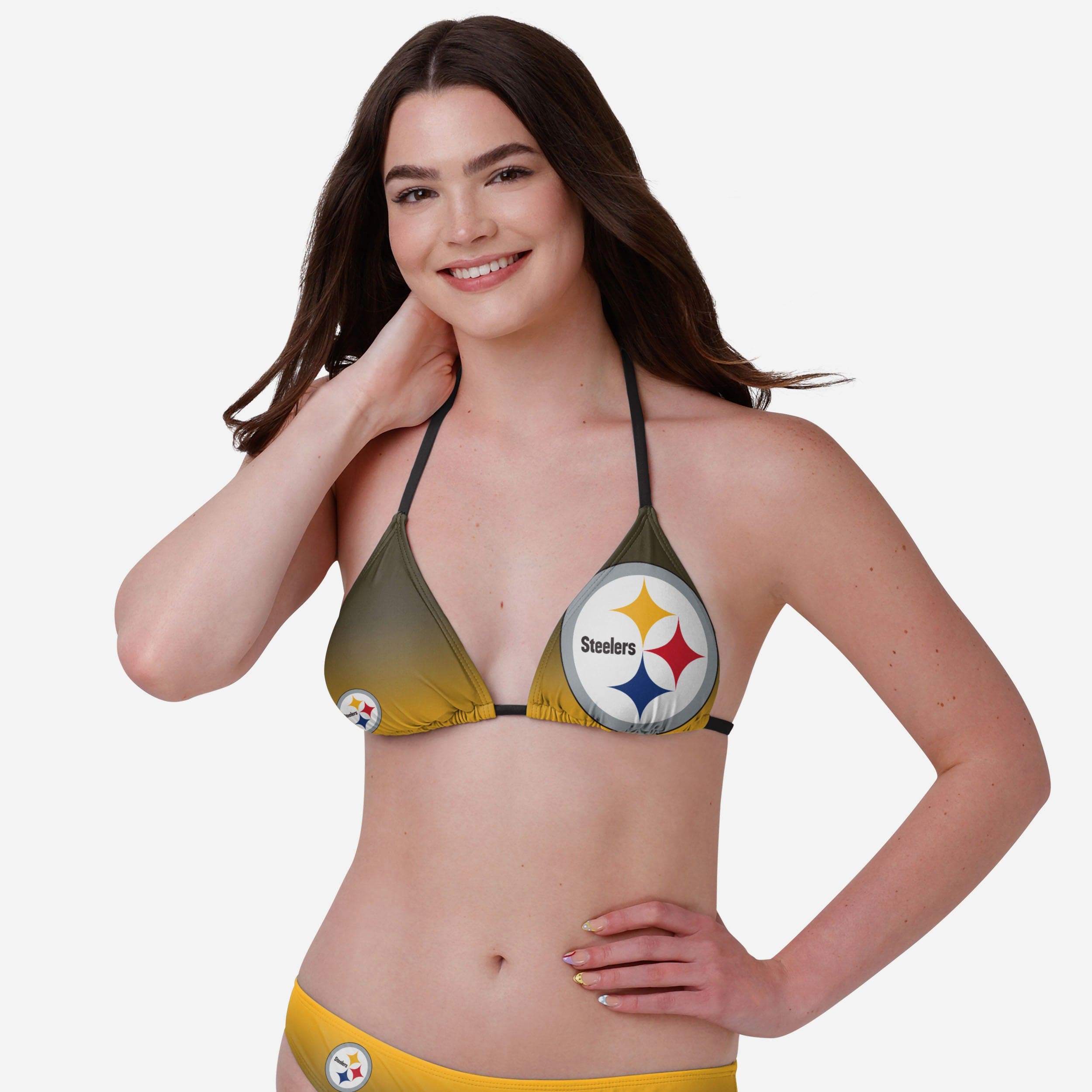 Pittsburgh Steelers Haut de bikini dégradé à grand logo pour femme