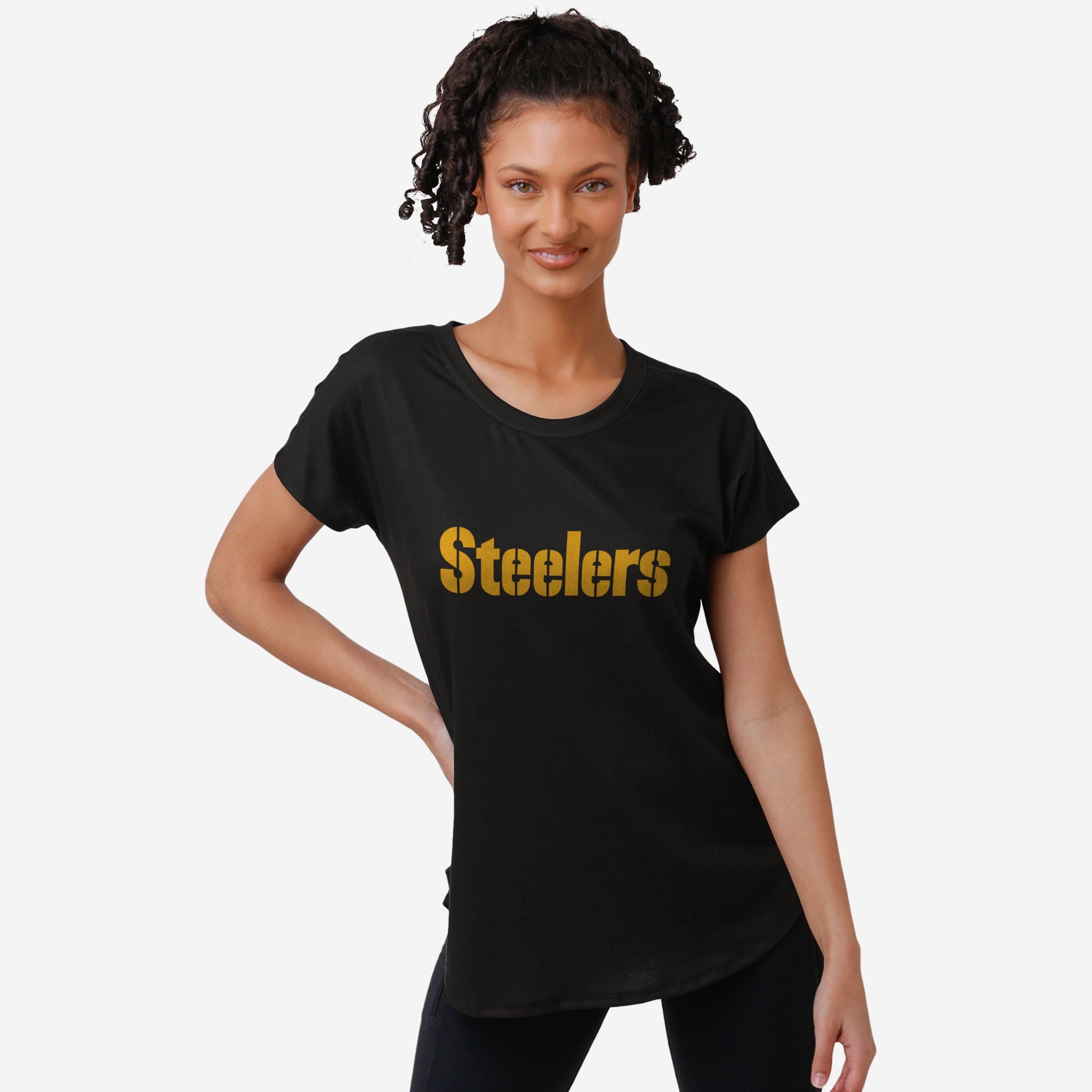 Pittsburgh Steelers Haut tunique noir Wordmark pour femme