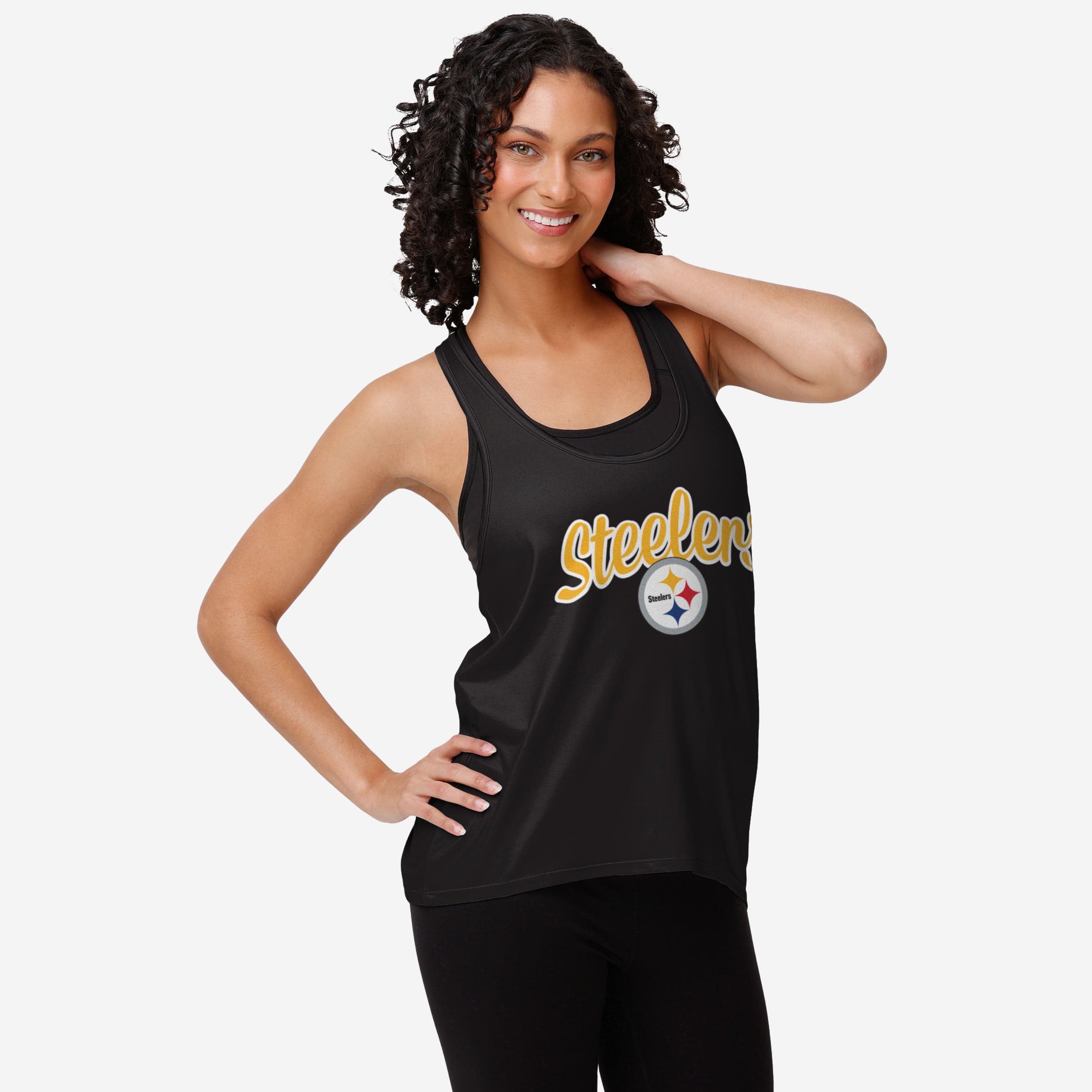 Pittsburgh Steelers Haut sans manches à rayures Wordmark Team pour femmes