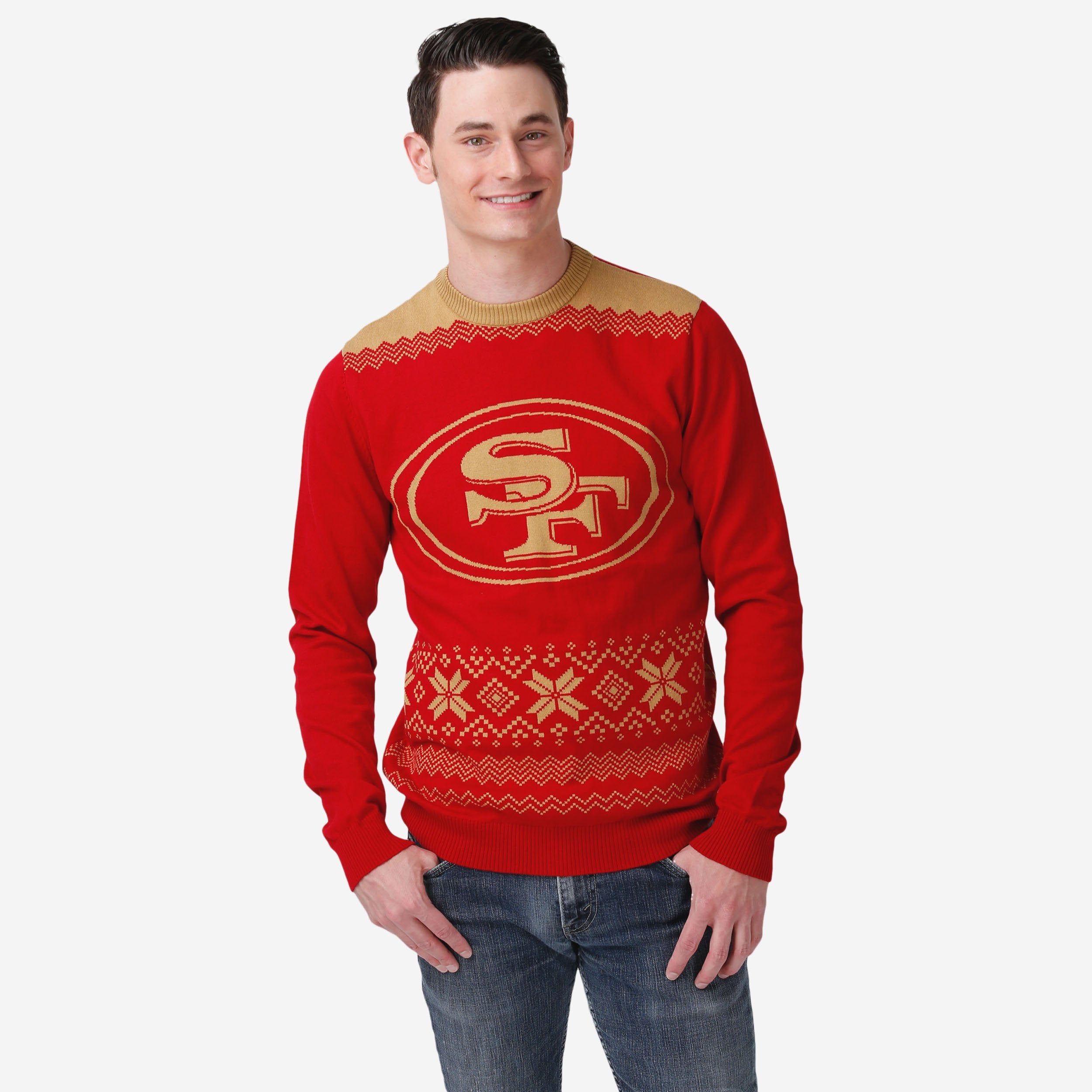 San Francisco 49ers Pull de Noël avec grand logo