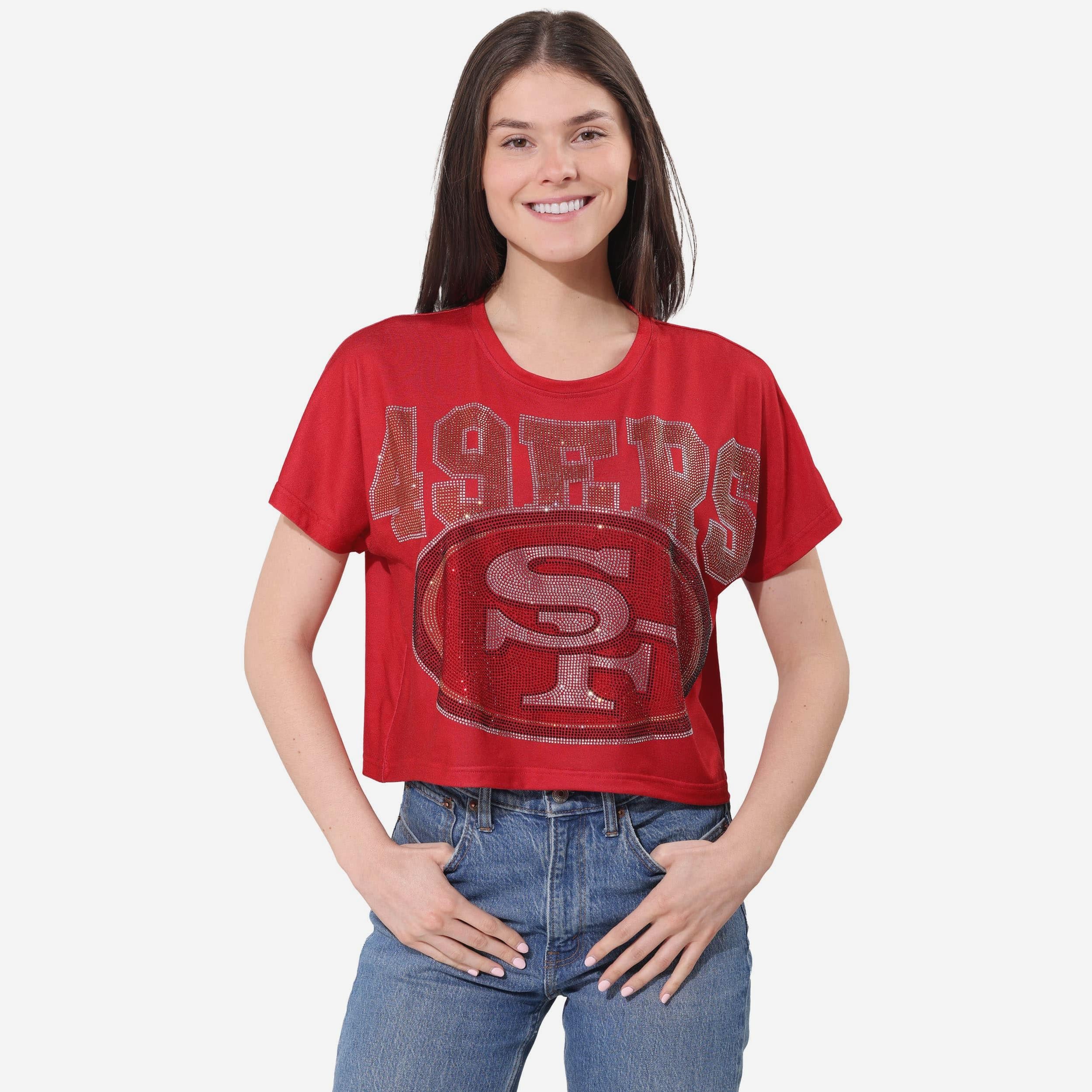 San Francisco 49ers Haut court avec gros mot-symbole en strass