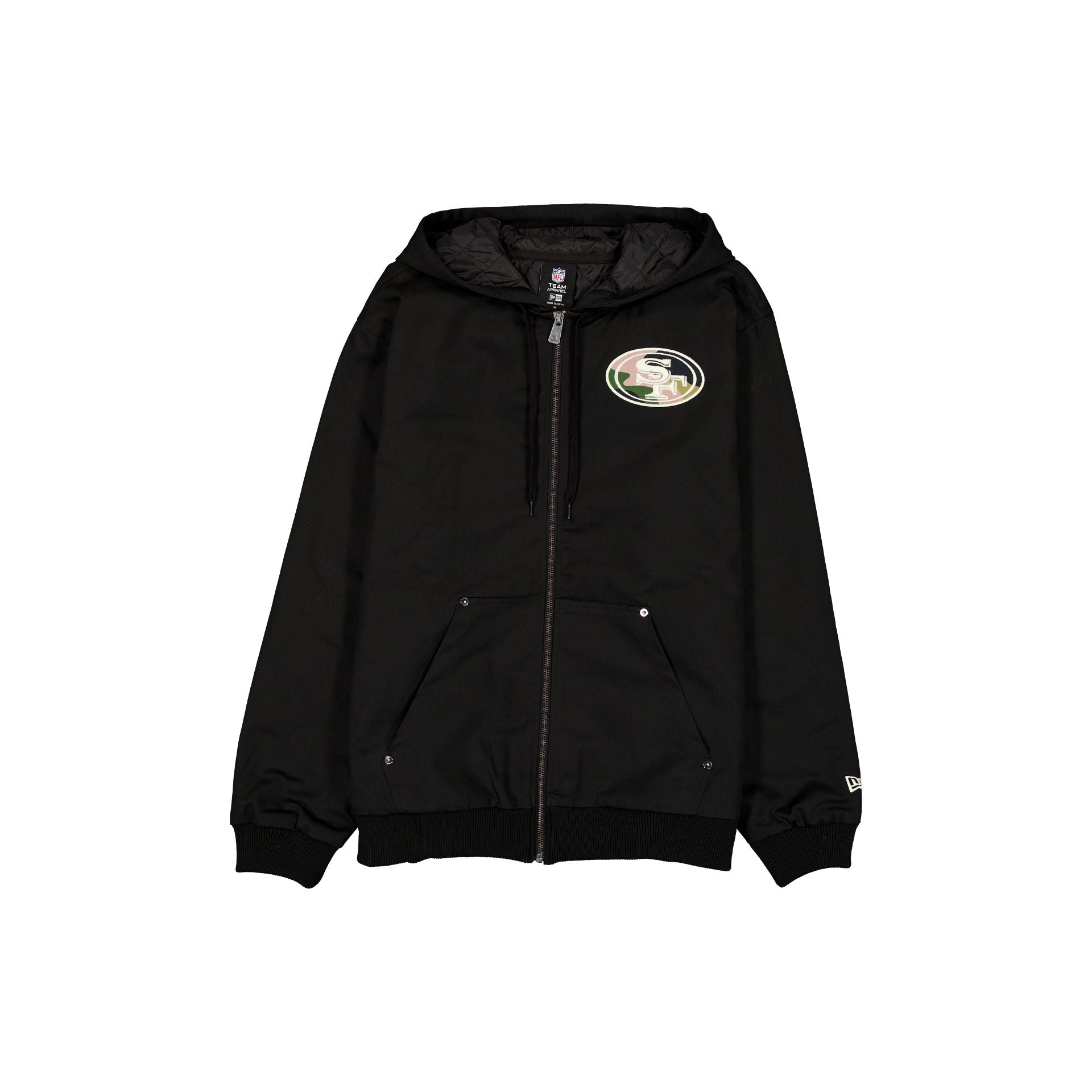 San Francisco 49ers Veste noire entièrement zippée avec logo camouflage