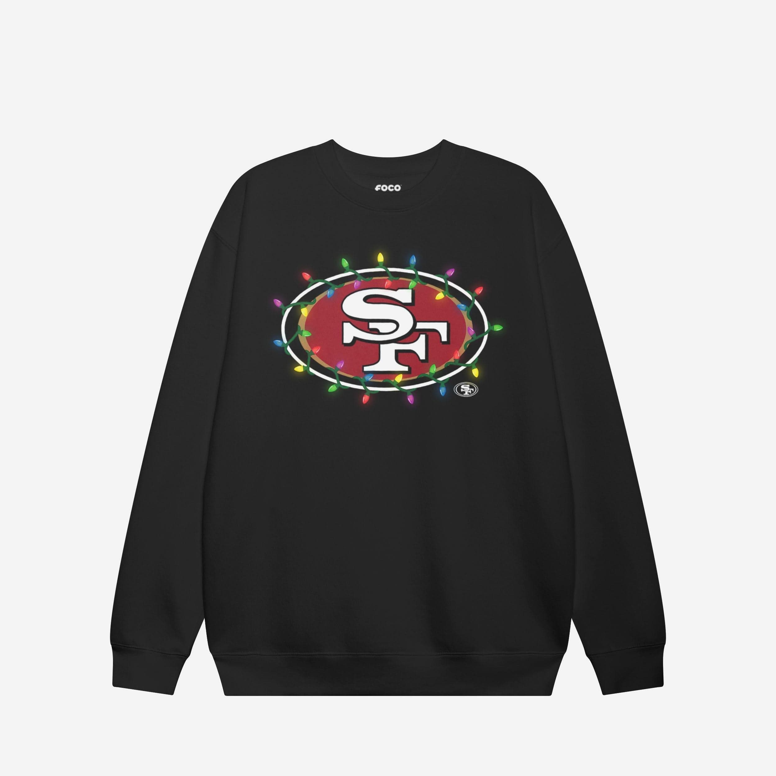 San Francisco 49ers Sweat-shirt à col rond avec logo principal Holiday Lights