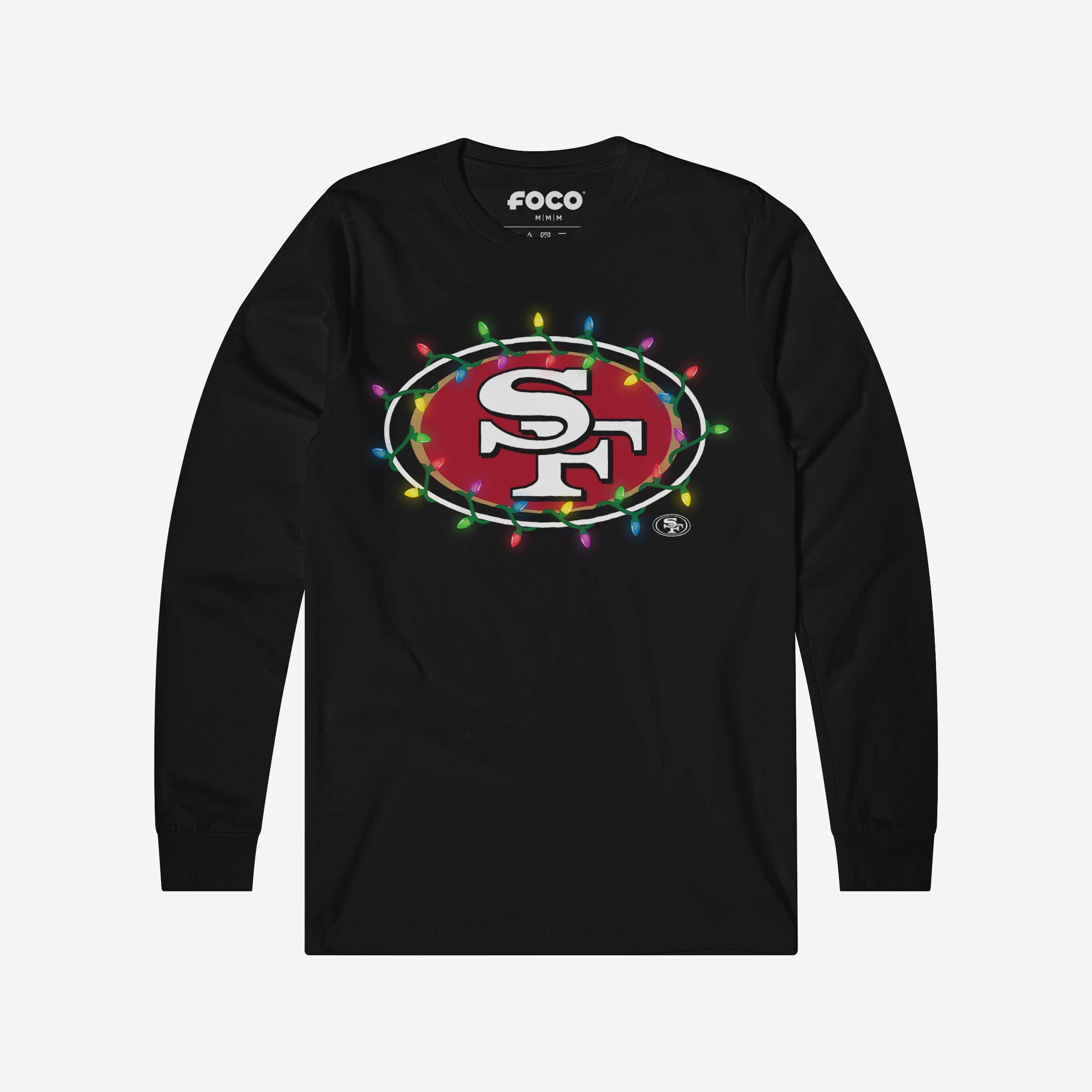 San Francisco 49ers T-shirt à manches longues avec logo principal Holiday Lights