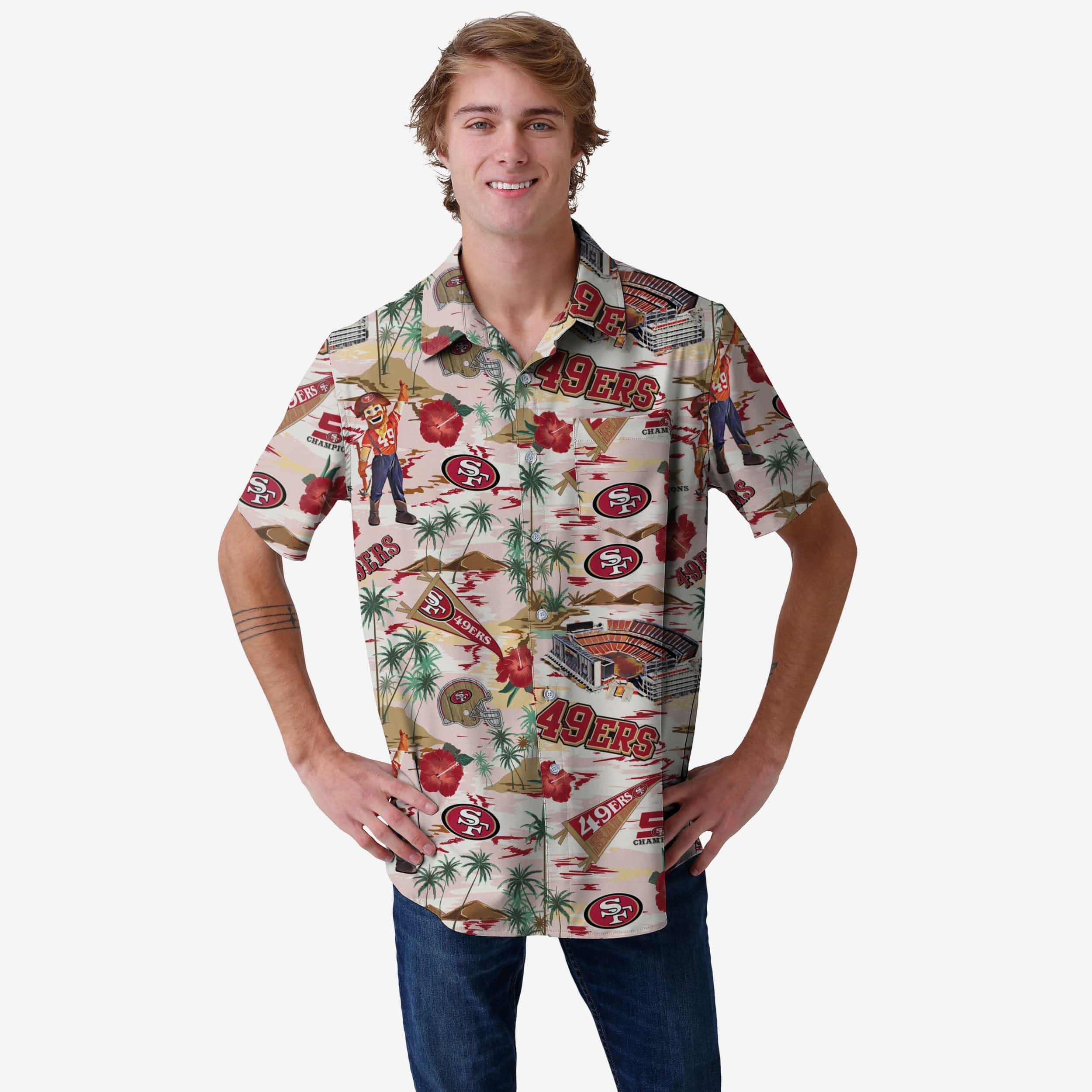San Francisco 49ers Chemise boutonnée à imprimé stade thématique