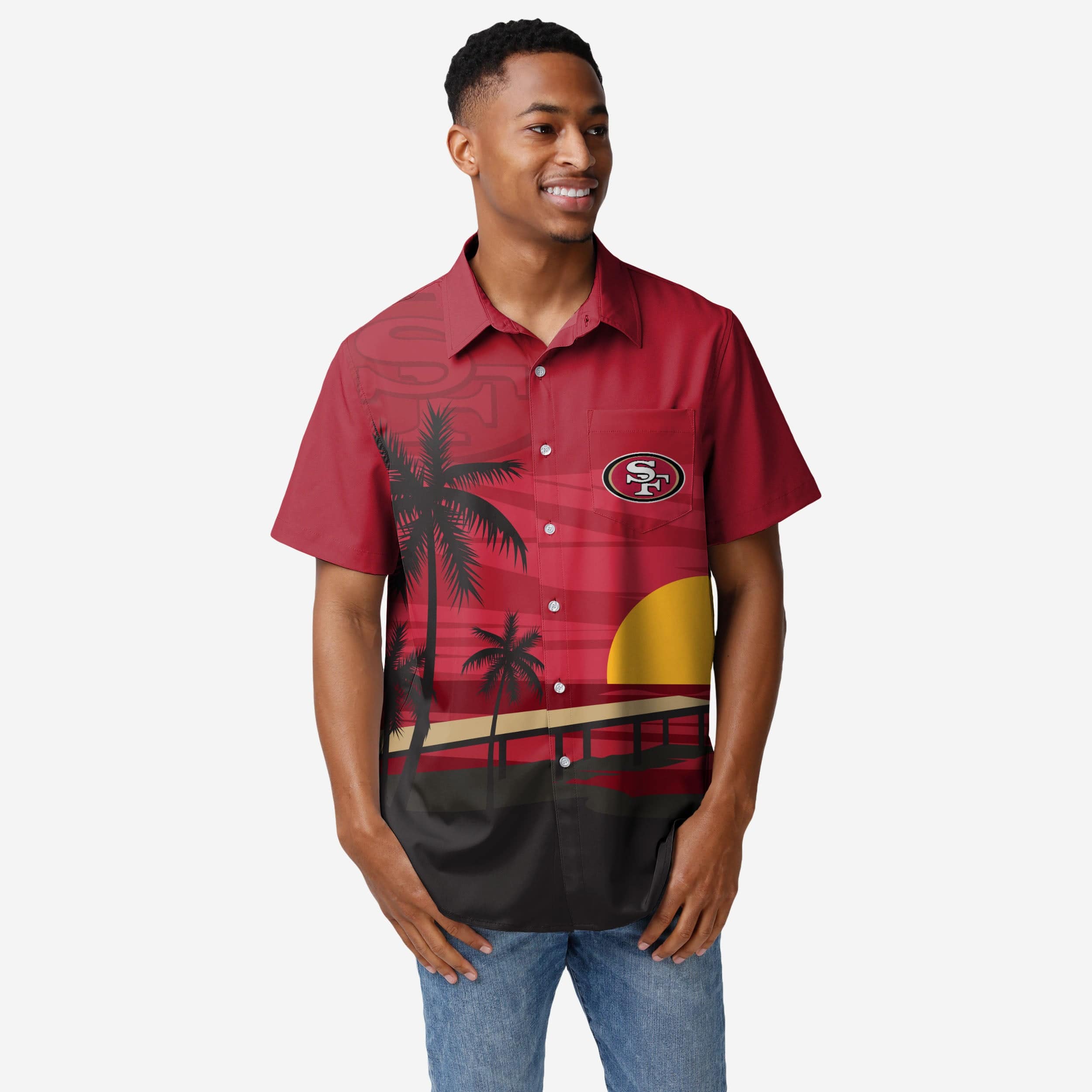 San Francisco 49ers Chemise boutonnée coucher de soleil tropical