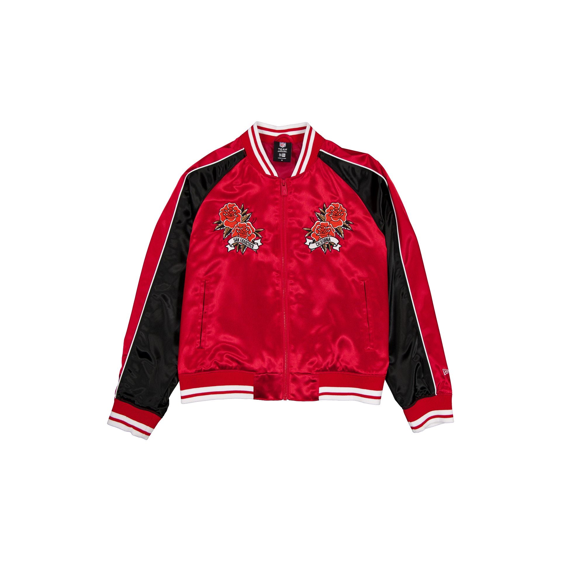 San Francisco 49ers Veste universitaire en satin fleuri pour femme