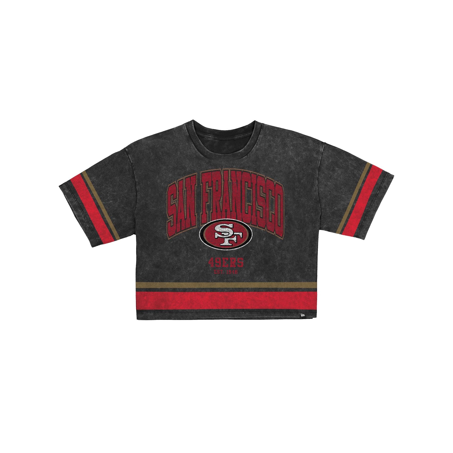San Francisco 49ers T-shirt court à rayures vintage pour femme