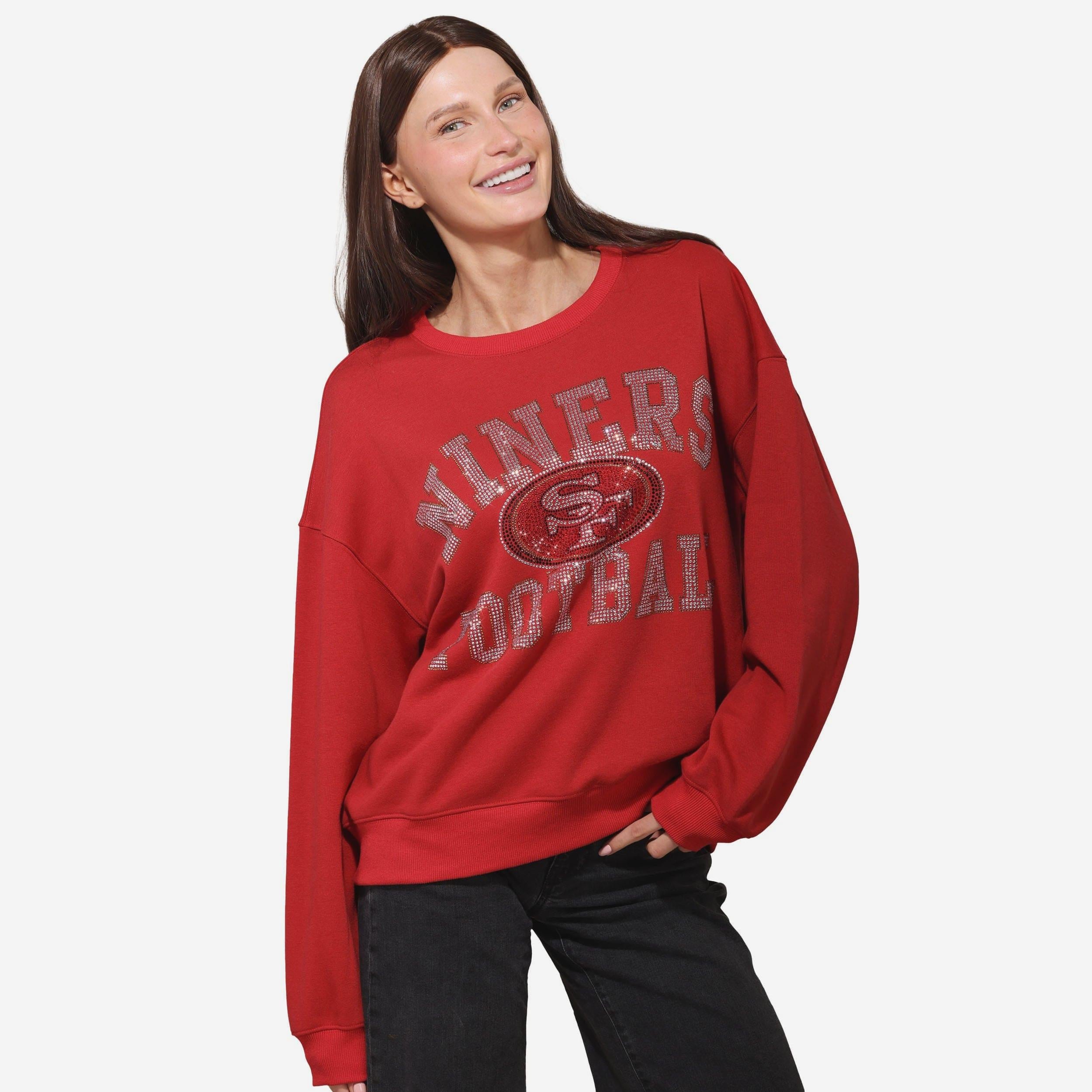 San Francisco 49ers Sweat-shirt surdimensionné à col rond avec logo strass pour femme