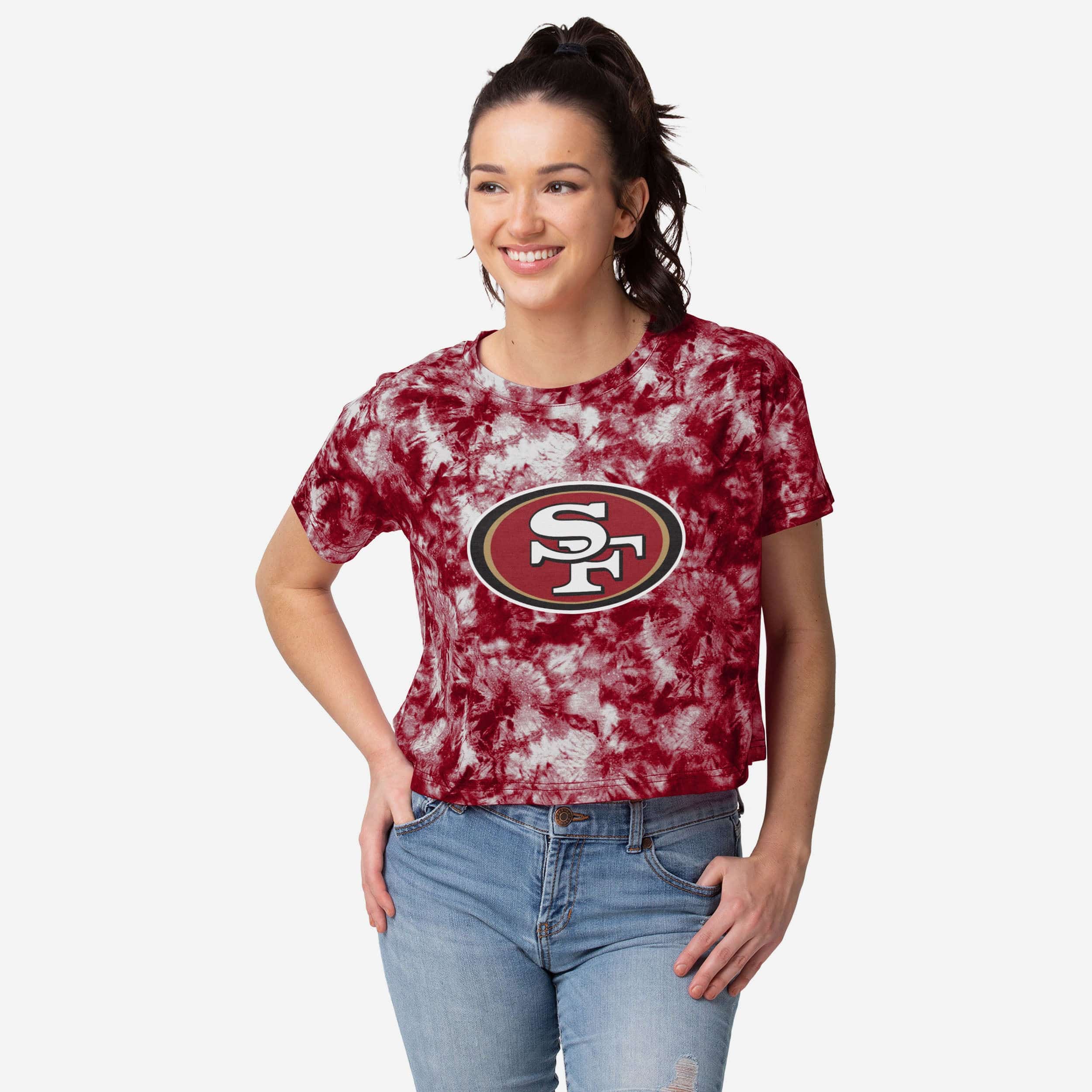 San Francisco 49ers Haut court à grand logo tie-dye pour femme