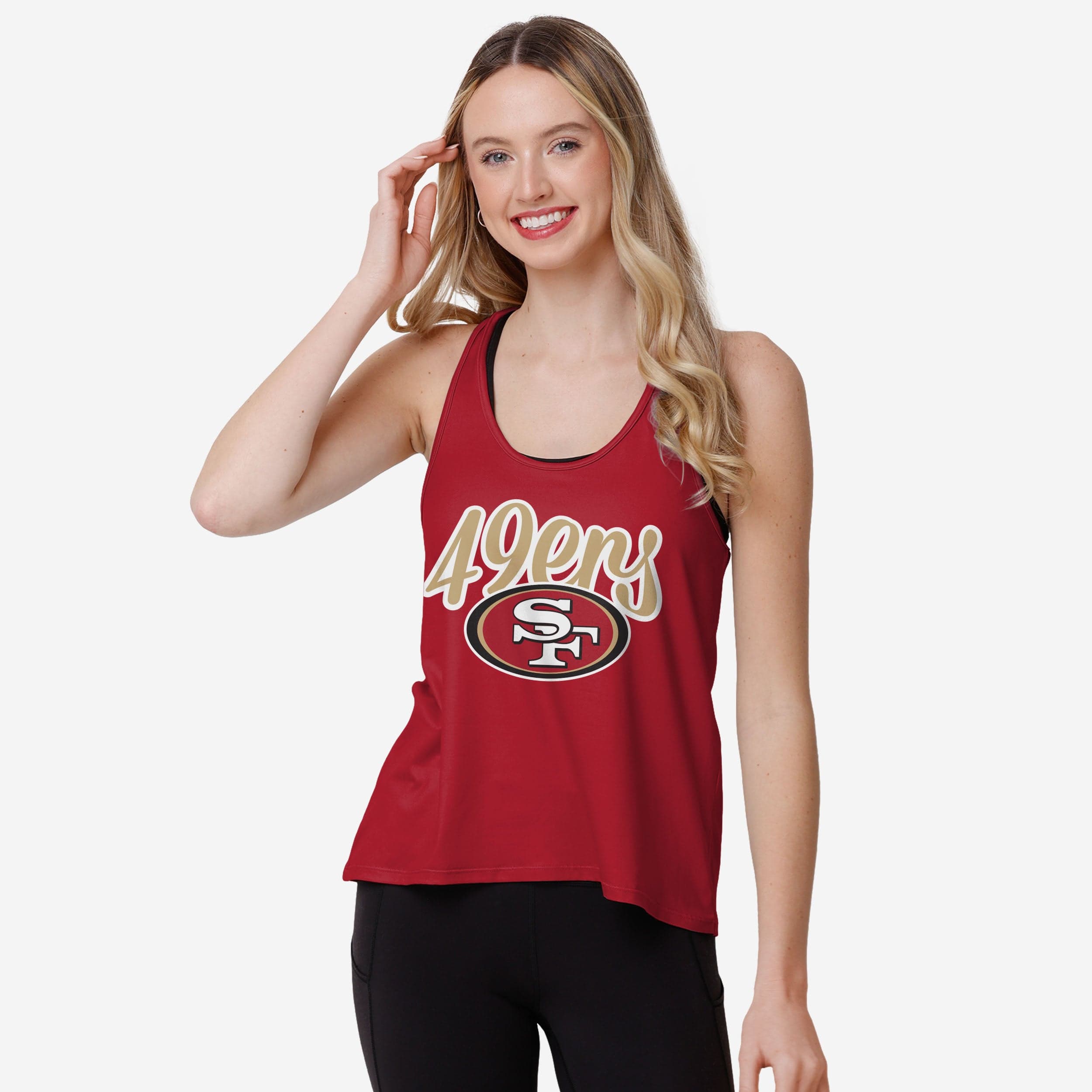 San Francisco 49ers Haut sans manches à rayures Wordmark Team pour femmes