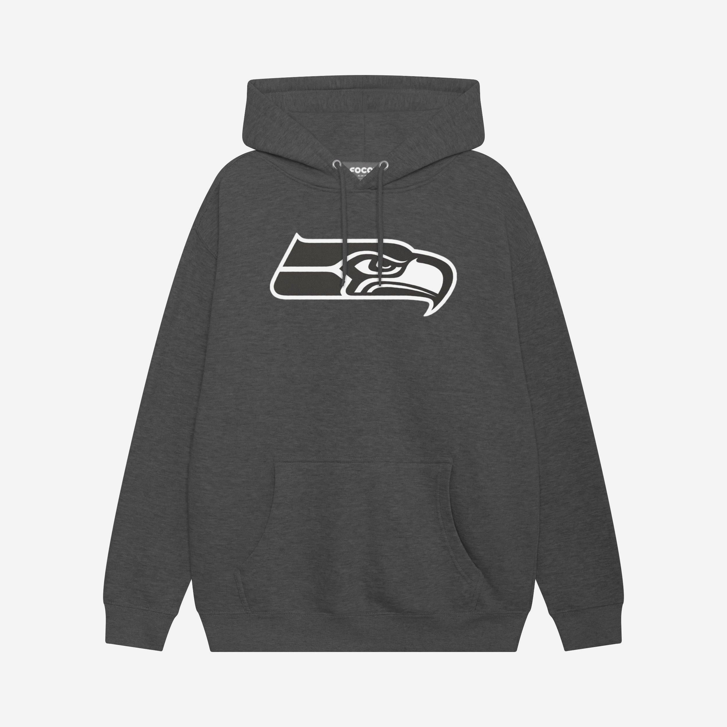 Seattle Seahawks Sweat à capuche avec logo principal noir et blanc