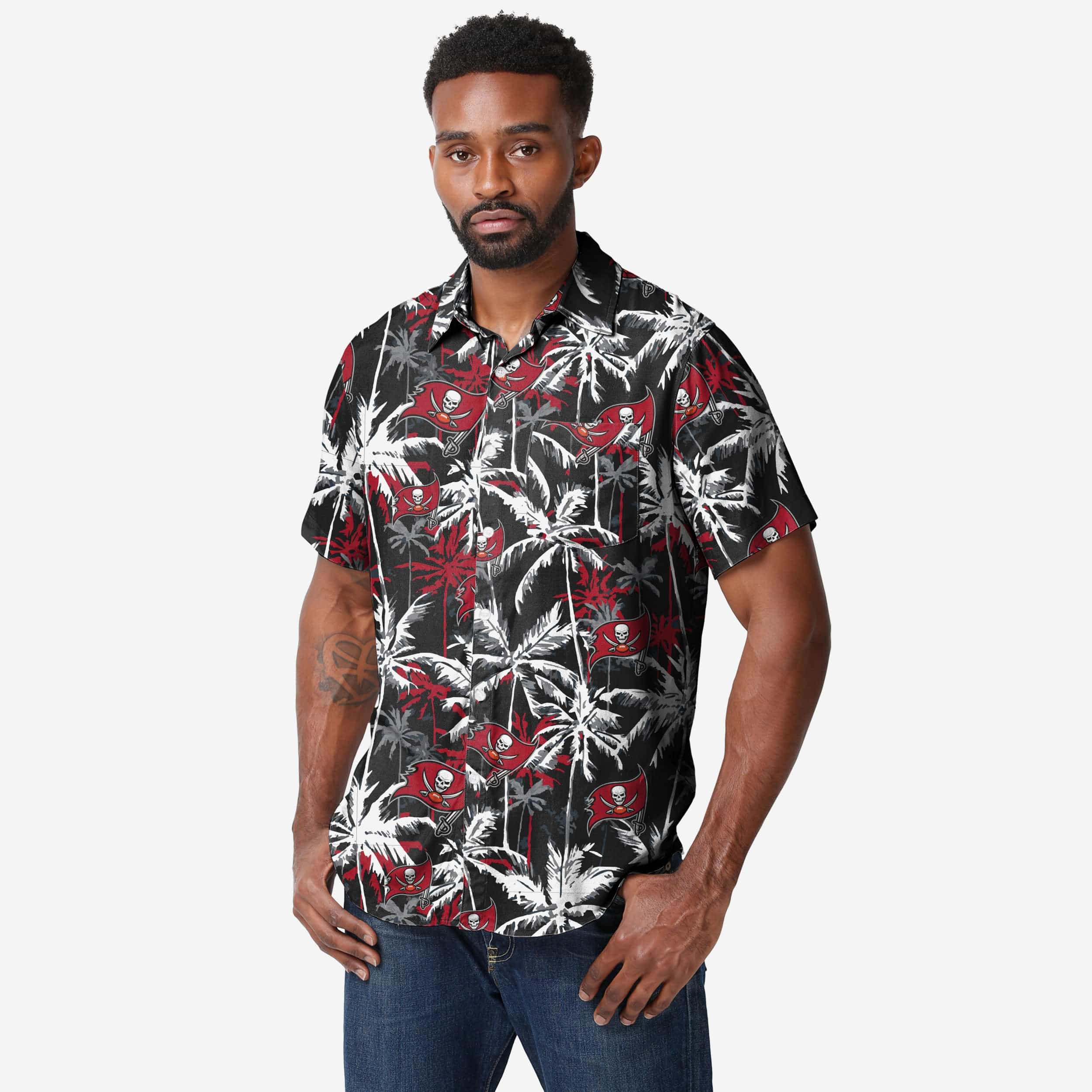 Tampa Bay Buccaneers Chemise boutonnée à fleurs noire