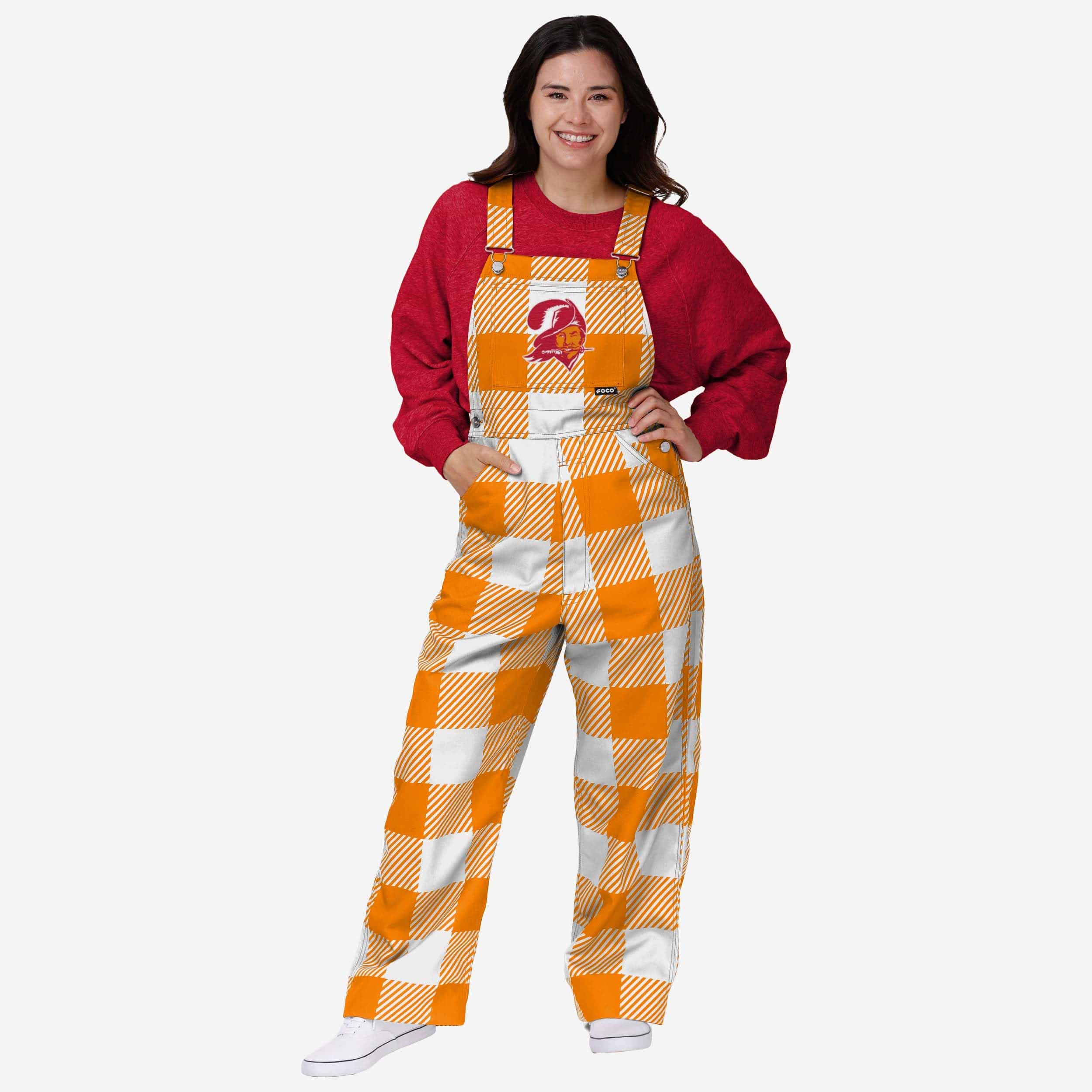 Tampa Bay Buccaneers Salopette thématique à carreaux Creamsicle pour femme