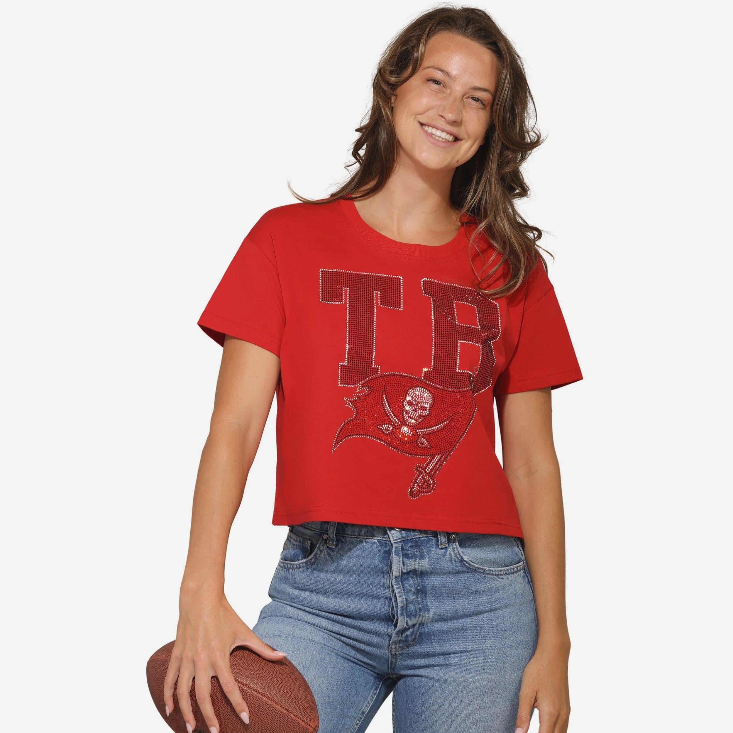 Tampa Bay Buccaneers Haut court avec logo strass pour femme