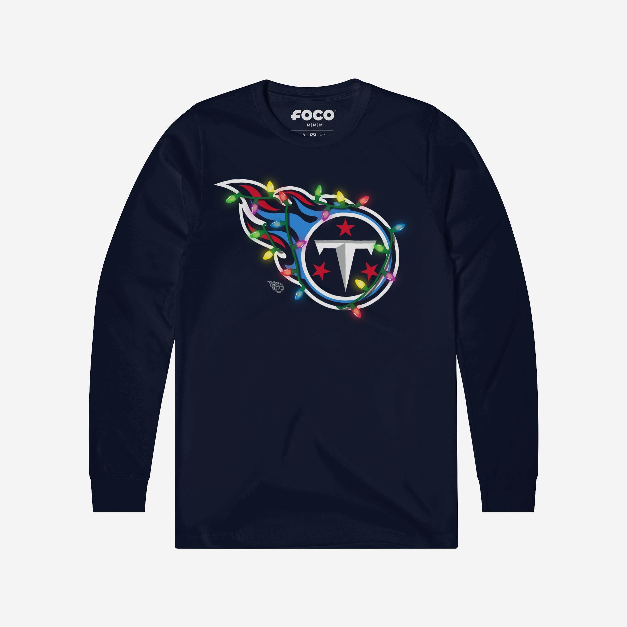 Tennessee Titans T-shirt à manches longues avec logo principal Holiday Lights